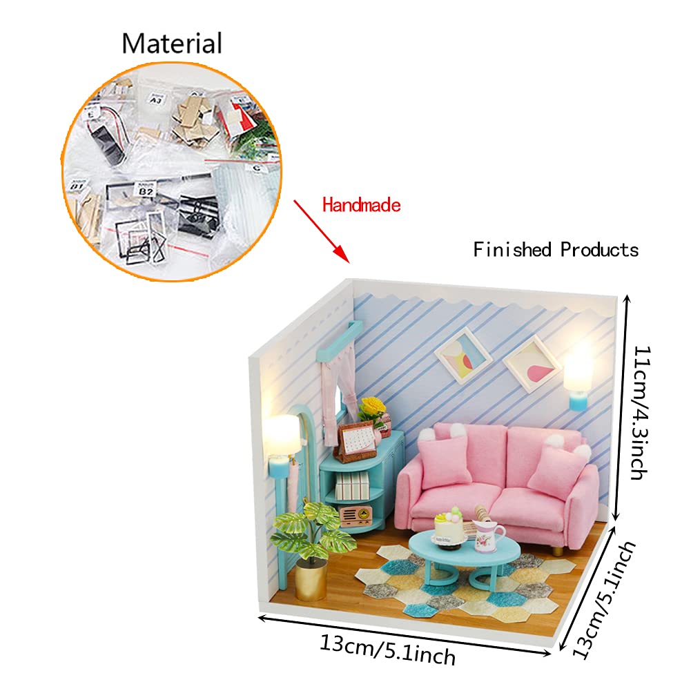 1:24 Scale DIY Wooden Toy House Kit - Mini Bakery Cake House Model with LED Lights for Dollhouse, Home Decor & Gift Ideas | Perfect for Kids, Collectors & Craft Lovers
