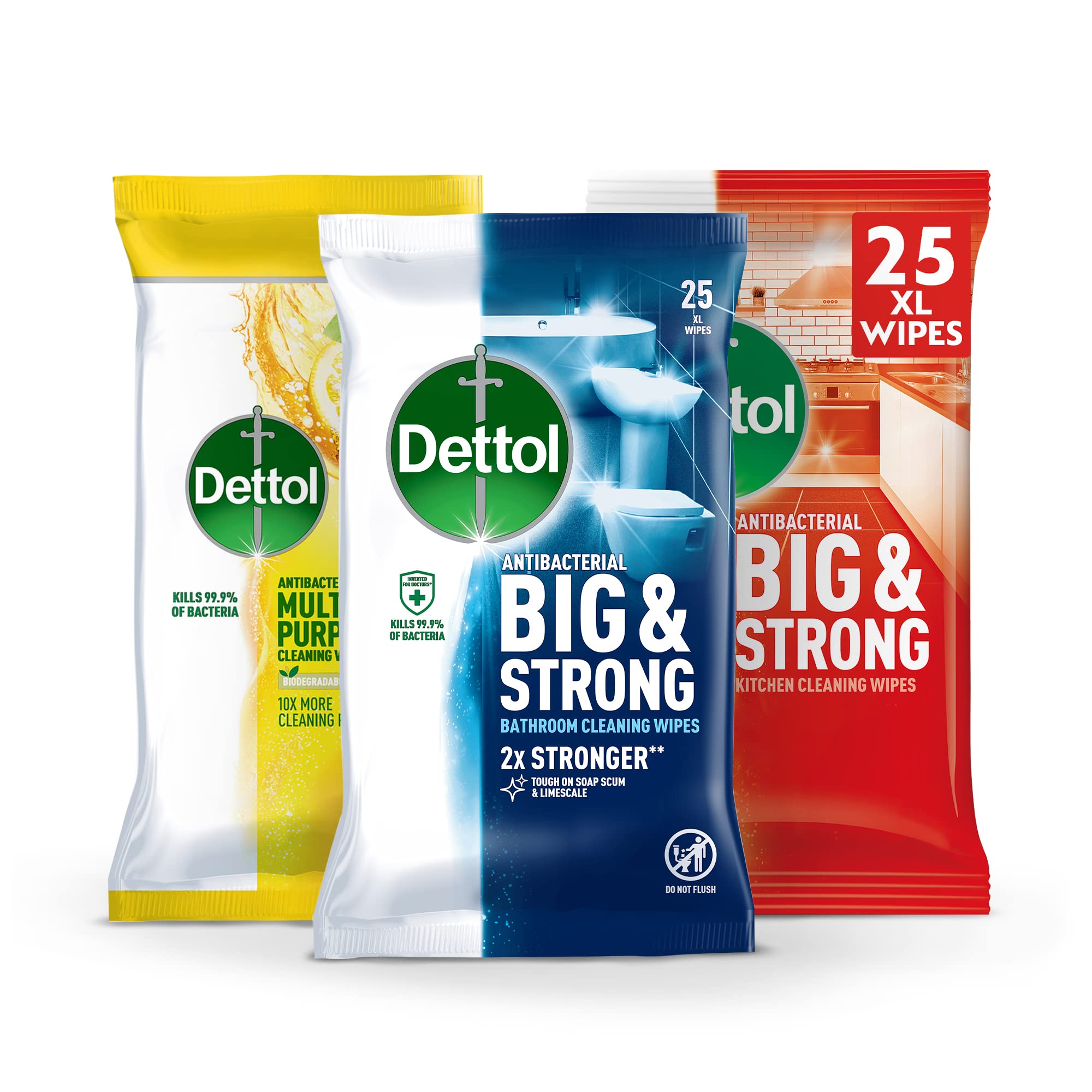 Dettol Antibacterial Biodegradable Cleaning Wipes - Citrus Scented Disinfectant for Kitchen, Bathroom & Multi-Surface Use | 3-Pack Value Bundle | Perfect for Home, Office & Travel Sanitizing