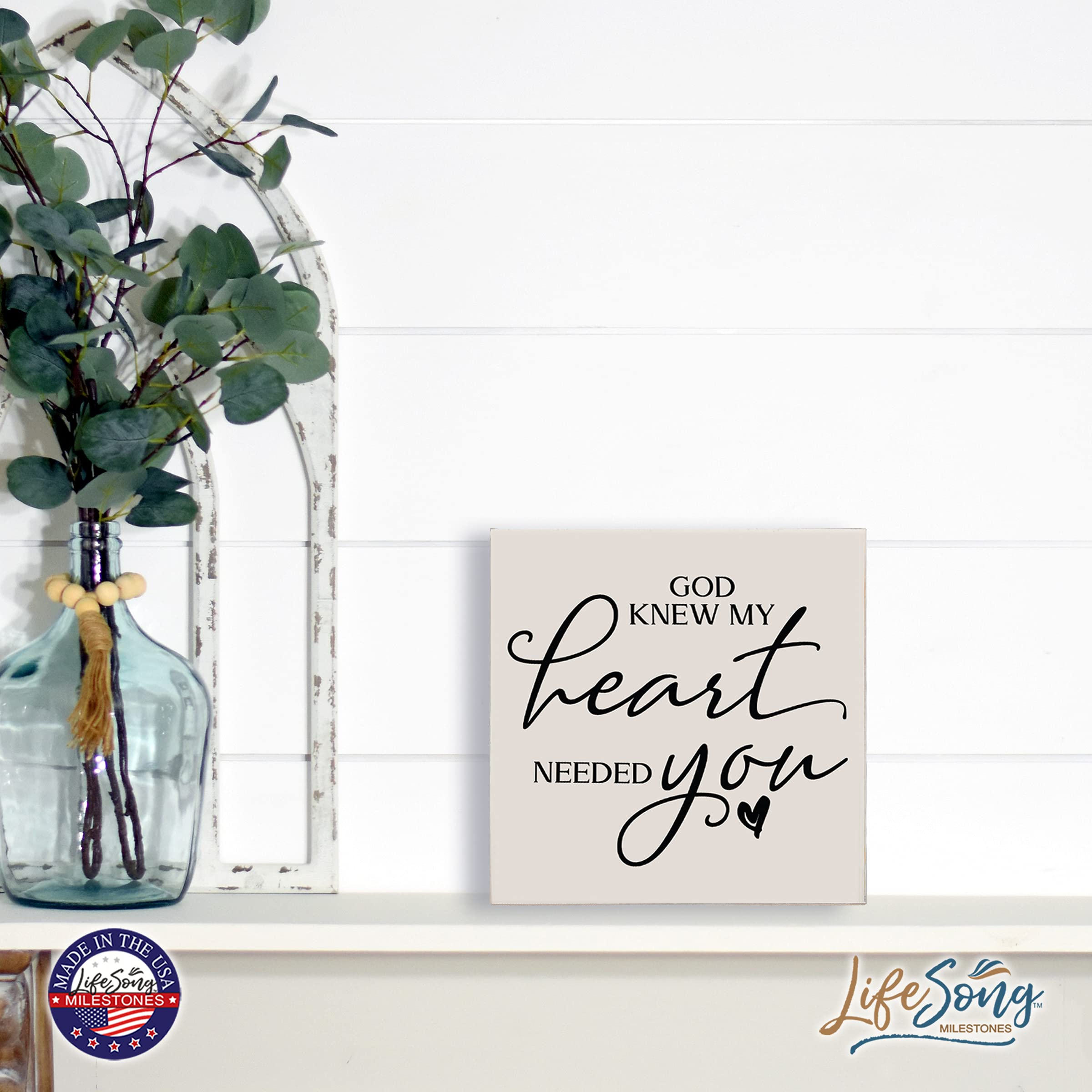 LifeSong Milestones Custom Inspirational Wooden Wall Art - 6x6 Shadow Box Hanging Decor with Modern Quotes - Perfect for Home Office Nursery Decor & Thoughtful Gift Idea (Hearts Design, White)