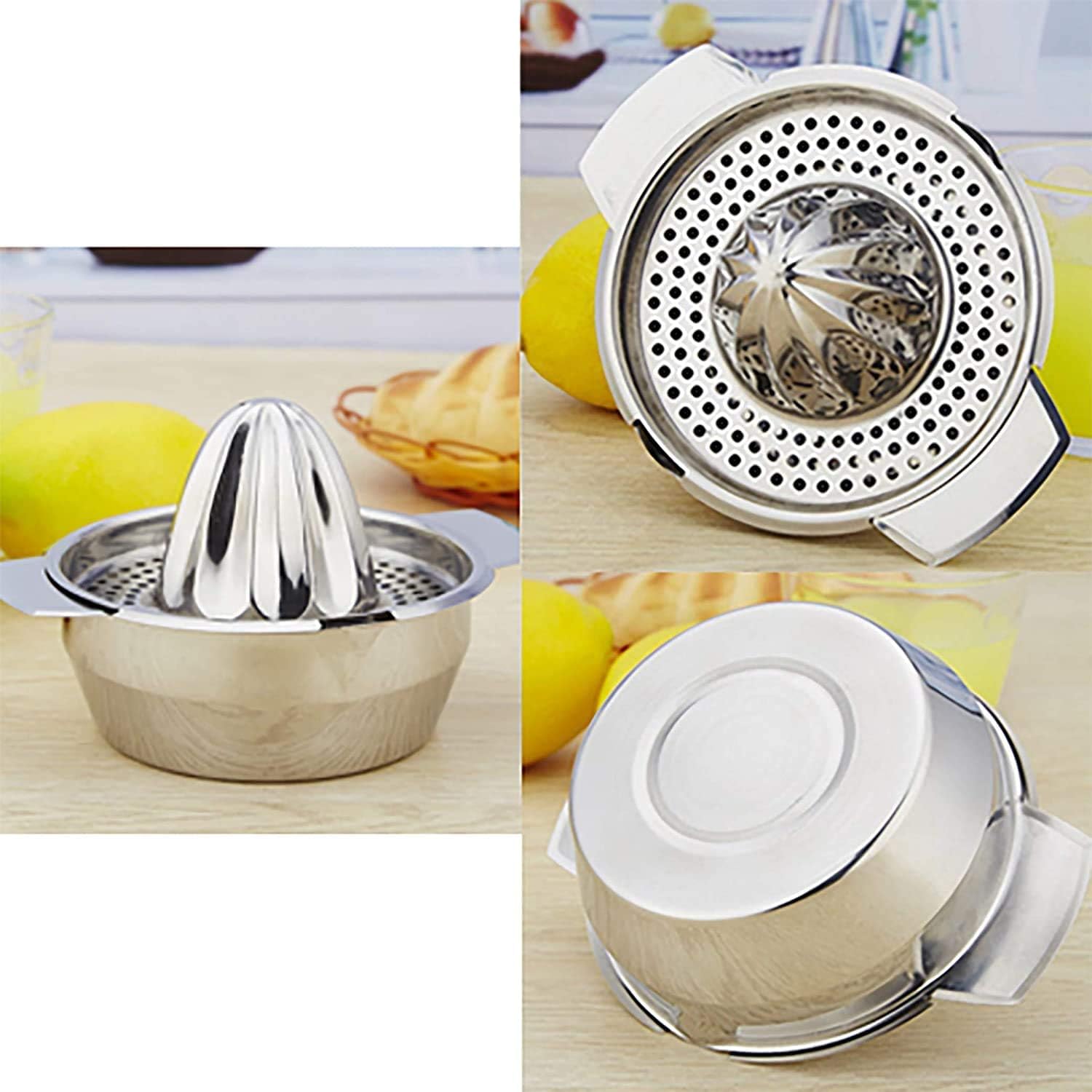 Premium Stainless Steel Lemon Squeezer - Heavy Duty Citrus Juicer for Orange, Lime & Grapefruit - Ergonomic Hand Press Kitchen Tool with Non-Slip Base | Perfect for Fresh Juice, Cocktails & Cooking (1 Pack)