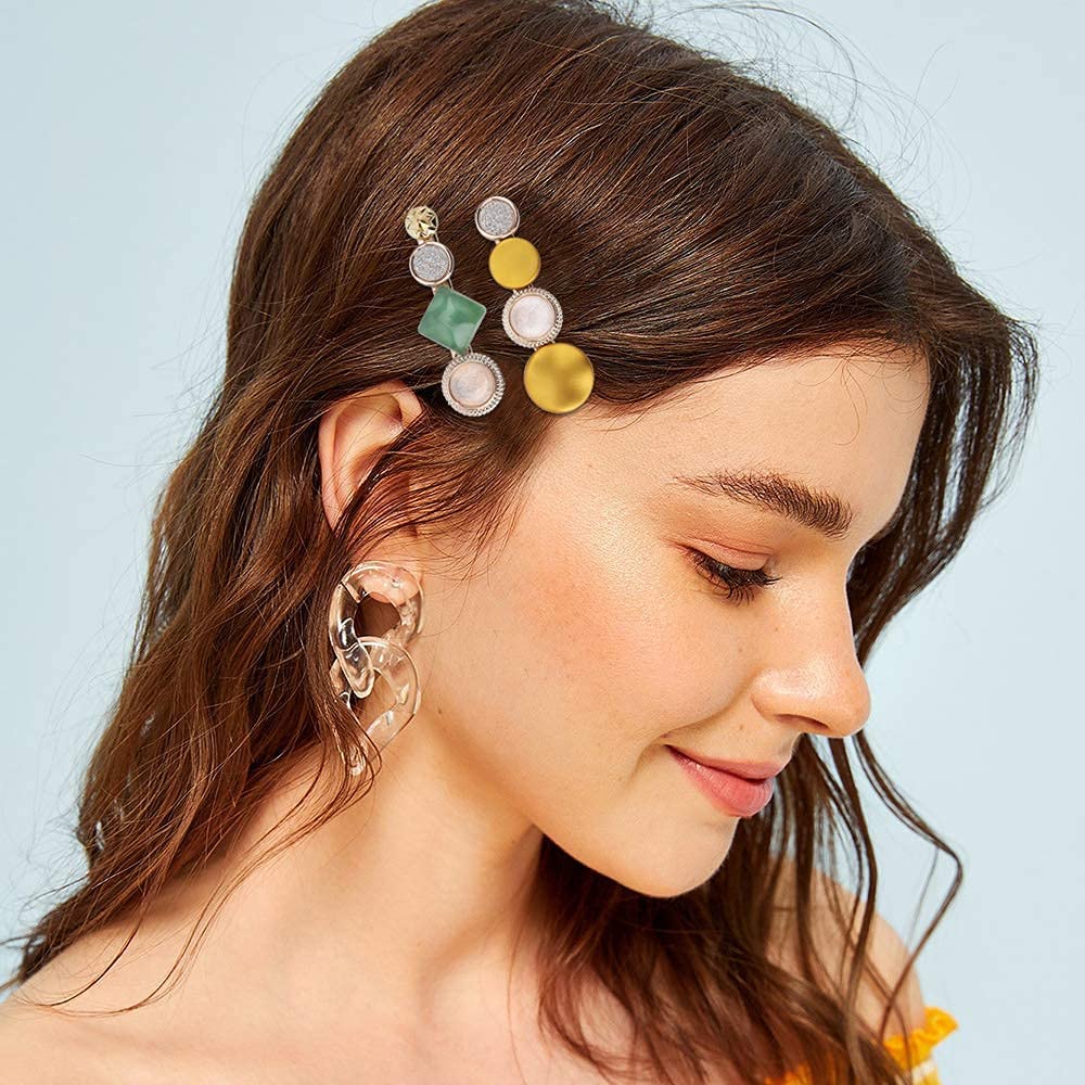 Korean Style Pearl Barrettes Hair Clips - Marble Alligator Bobby Pins with Rhinestones & Artificial Pearls - Elegant Hair Accessories Set for Girls & Women (2-Pack, Random Design) - Perfect for Weddings, Parties & Daily Styling