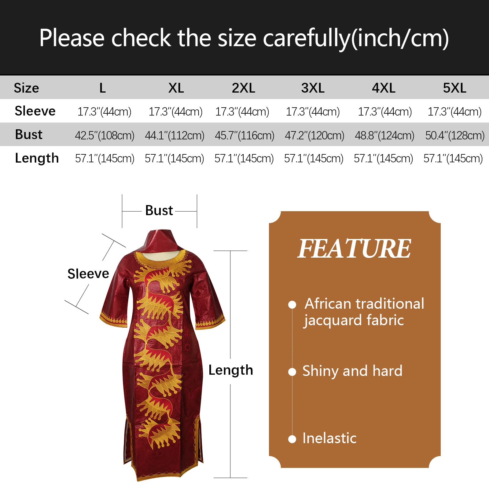 TIDOIRSA African Dresses for Women | Embroidered Bazin Boubou Wedding & Party Dress with Matching Scarf | Perfect for Bridal Showers, Cultural Events & Special Occasions