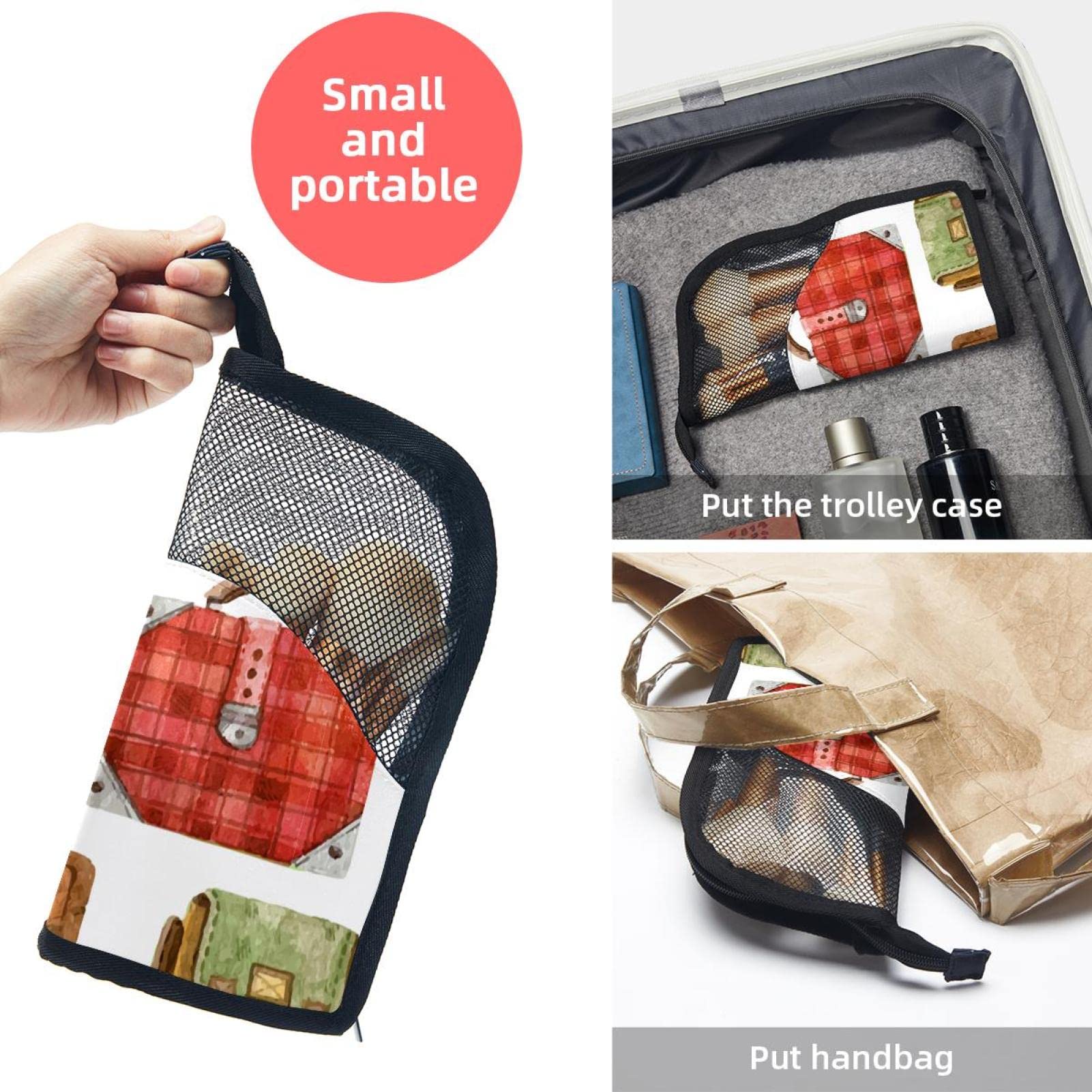 Vintage Suitcase Makeup Brush Organizer Bag with 12 Brush Slots - Portable Travel Cosmetic Brush Holder Case for Professional Makeup Artists & On-the-Go Beauty Essentials