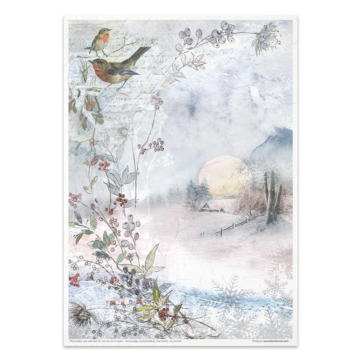 Premium Rice Paper for Art & Craft - Frost Decorated RP034 (29.7 x 21 cm) - Perfect for Scrapbooking, Calligraphy & DIY Home Decor