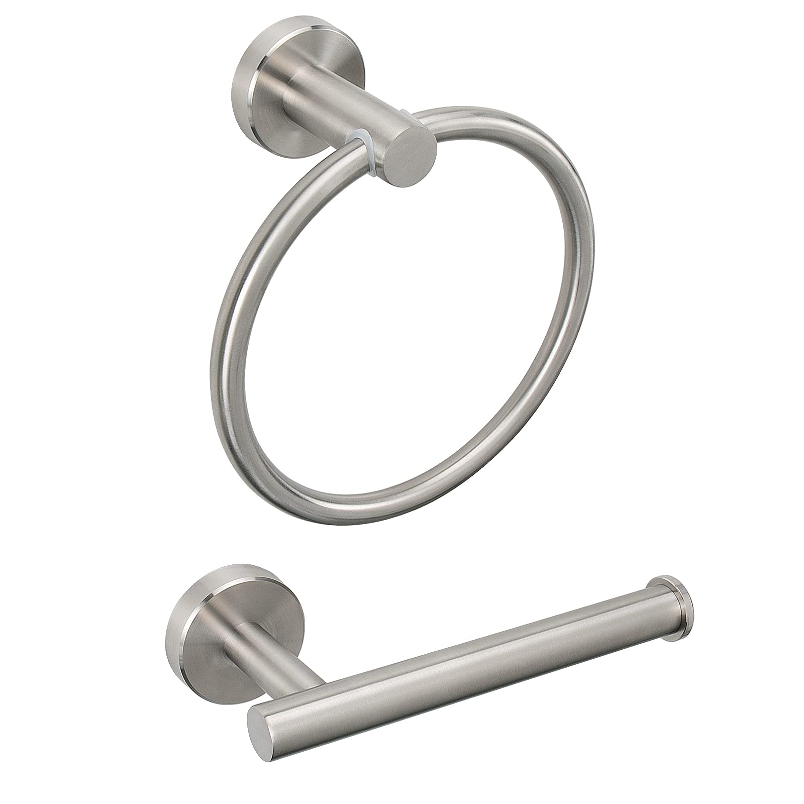 Premium 2-Piece Bathroom Hardware Set - 304 Stainless Steel Towel Ring & Toilet Paper Holder Wall Mounted (Brushed Nickel) - Durable Hand Towel Hanger for Modern Bathrooms, Powder Rooms & Guest Suites