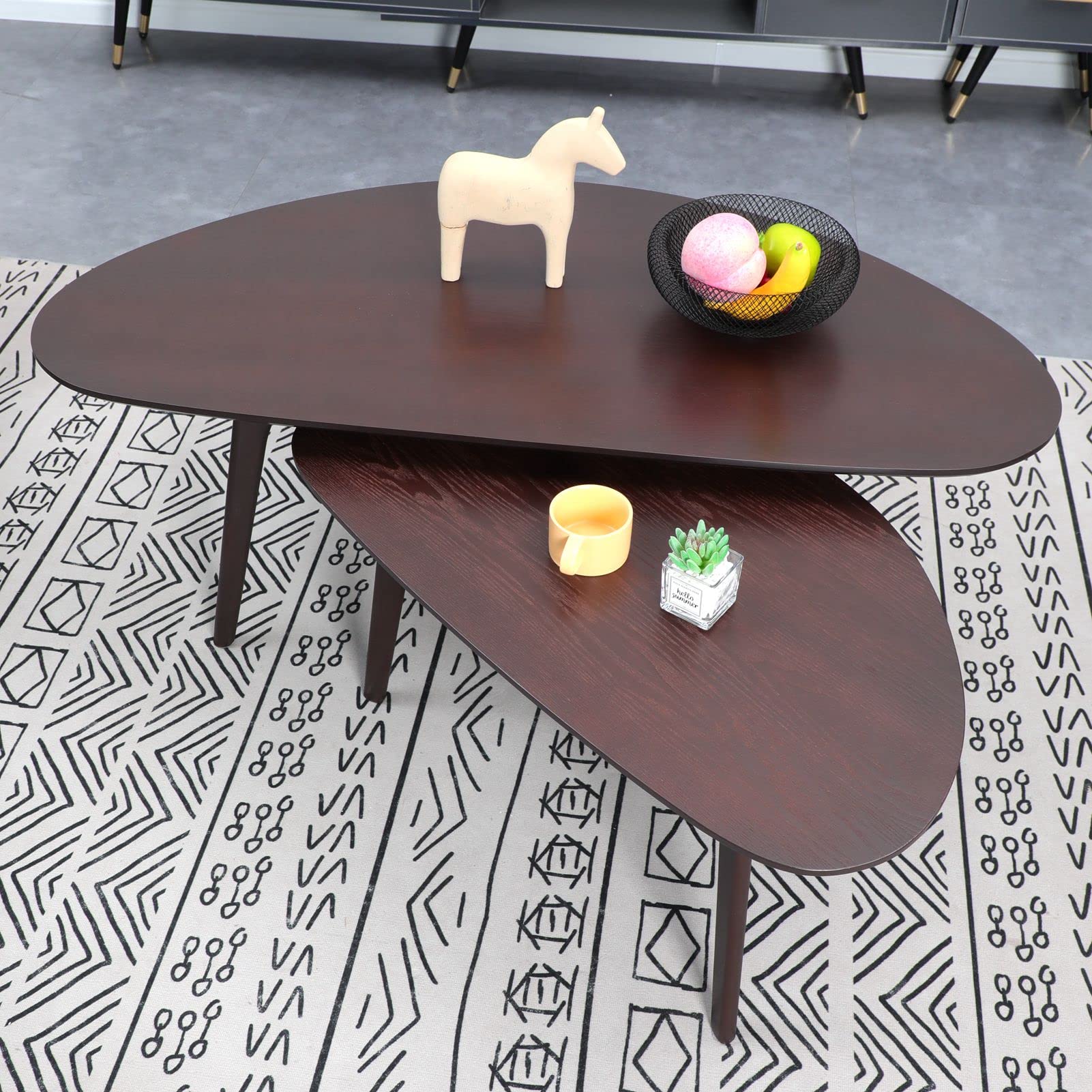 FIRMINANA Mid Century Modern Oval Coffee Table - 47.3