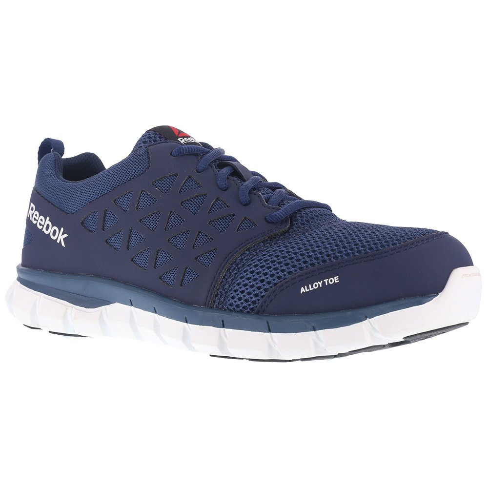 Reebok RB4043 Sublite Cushion Men's Work Safety Shoes with Alloy Toe - Navy Blue - Lightweight & Comfortable for Construction, Warehouse & Industrial Work
