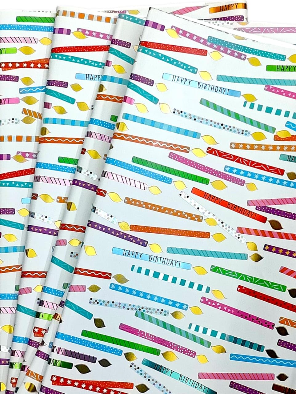 TERA 13 Multicolor White Gift Wrapping Paper Sheets - 10pcs Large Premium Gift Wrap Roll for Christmas, Birthday & Party Presents - Perfect for DIY Paper Bags, Gift Boxes & Creative Packaging