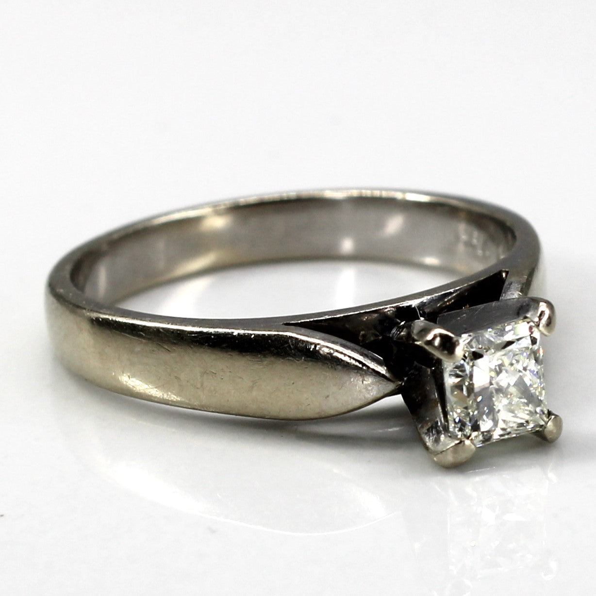 Solitaire Princess Canadian Diamond Engagement Ring - 0.50ct VS2 H/I Round Cut 14K White Gold Size 6.75 | Classic Bridal Jewelry for Wedding, Proposal & Anniversary Gifts