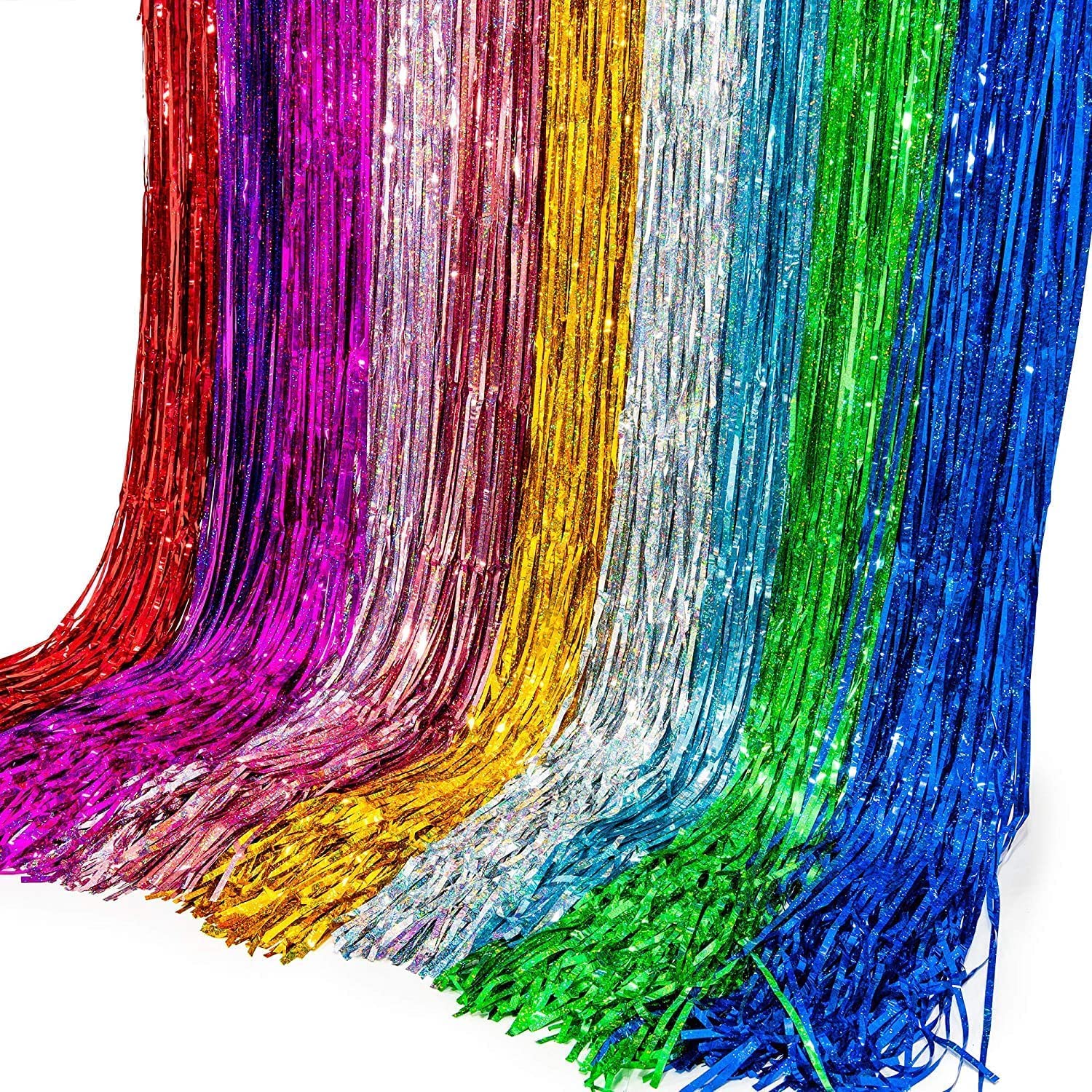 BRAVESHINE 2-Pack Metallic Tinsel Foil Fringe Curtains - 3.2 ft x 8.2 ft Purple & Pink Party Backdrop for Valentine's Day, Birthdays, Bridal Showers, Bachelorette Parties - Perfect for Photo Booths, Wedding Decorations, and Women's Celebration Events