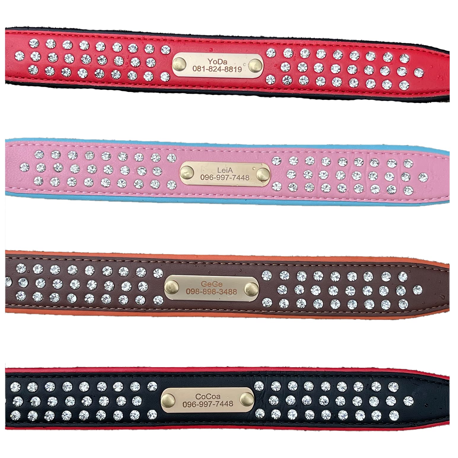 Personalized Rhinestone Dog Collar with Nameplate - Adjustable Bling Pet Collar for French Bulldog, Pitbull, Medium & Large Dogs - Pink & Black - Perfect for Training, Walks & Special Occasions