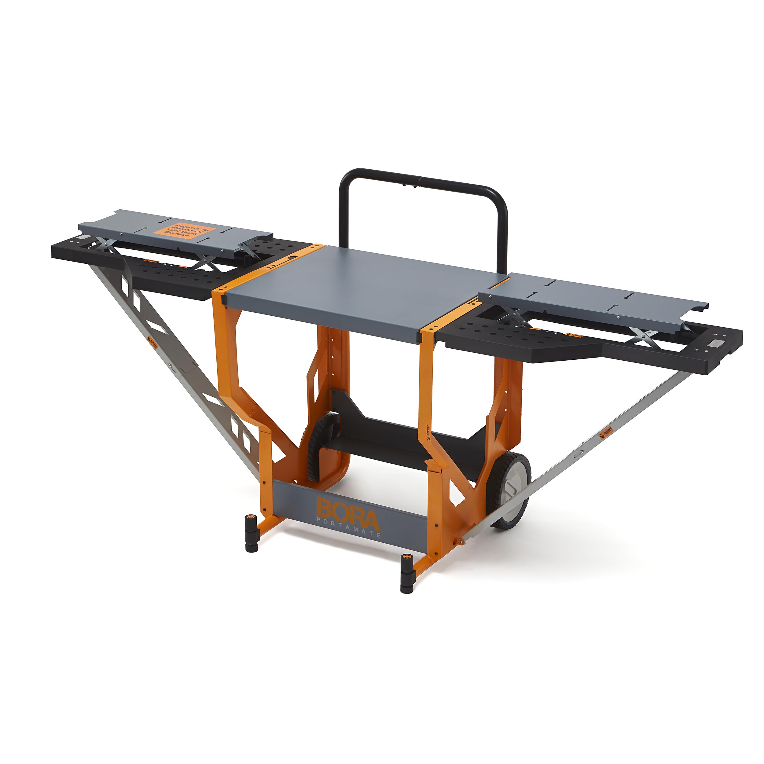 Portable Bora Portamate PM-8000 Miter Saw Stand - Heavy Duty 400 Lbs Capacity Rolling Workstation with Folding Wing Extensions | Perfect for Job Sites, Woodworking Shops & DIY Projects