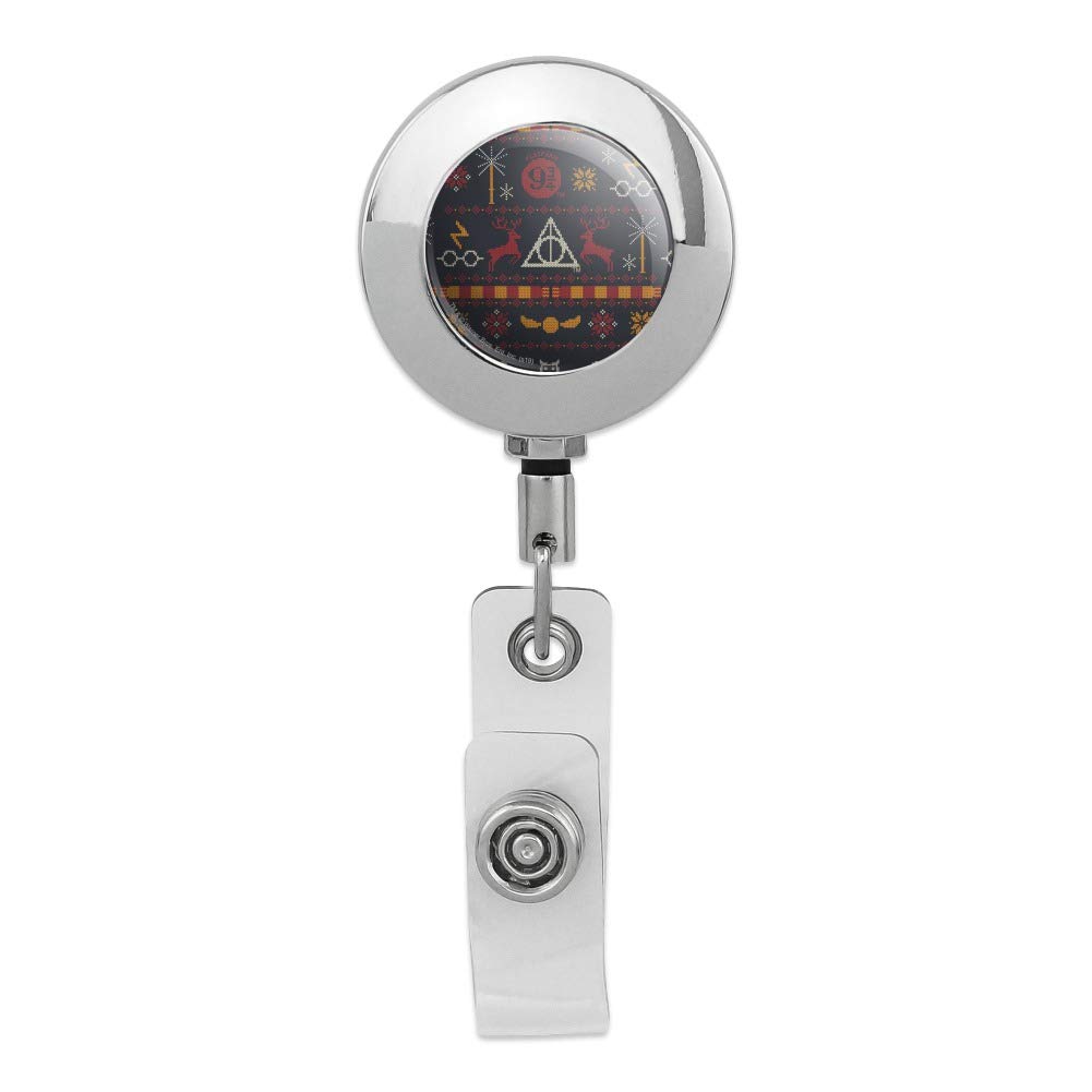 Harry Potter Sweater ID Badge Holder - Premium Metal Retractable Clip for Work & Cosplay