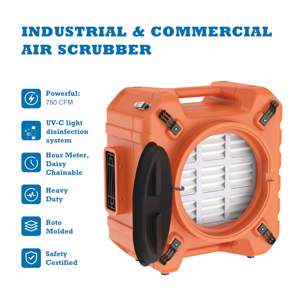 AlorAir HEPA Pro 970 Air Scrubber with UV-C Light Sterilization - Professional Air Purifier for Home, Office, and Commercial Use - Removes Dust, Allergens, and Germs - Ideal for Allergy Relief and Indoor Air Quality Improvement