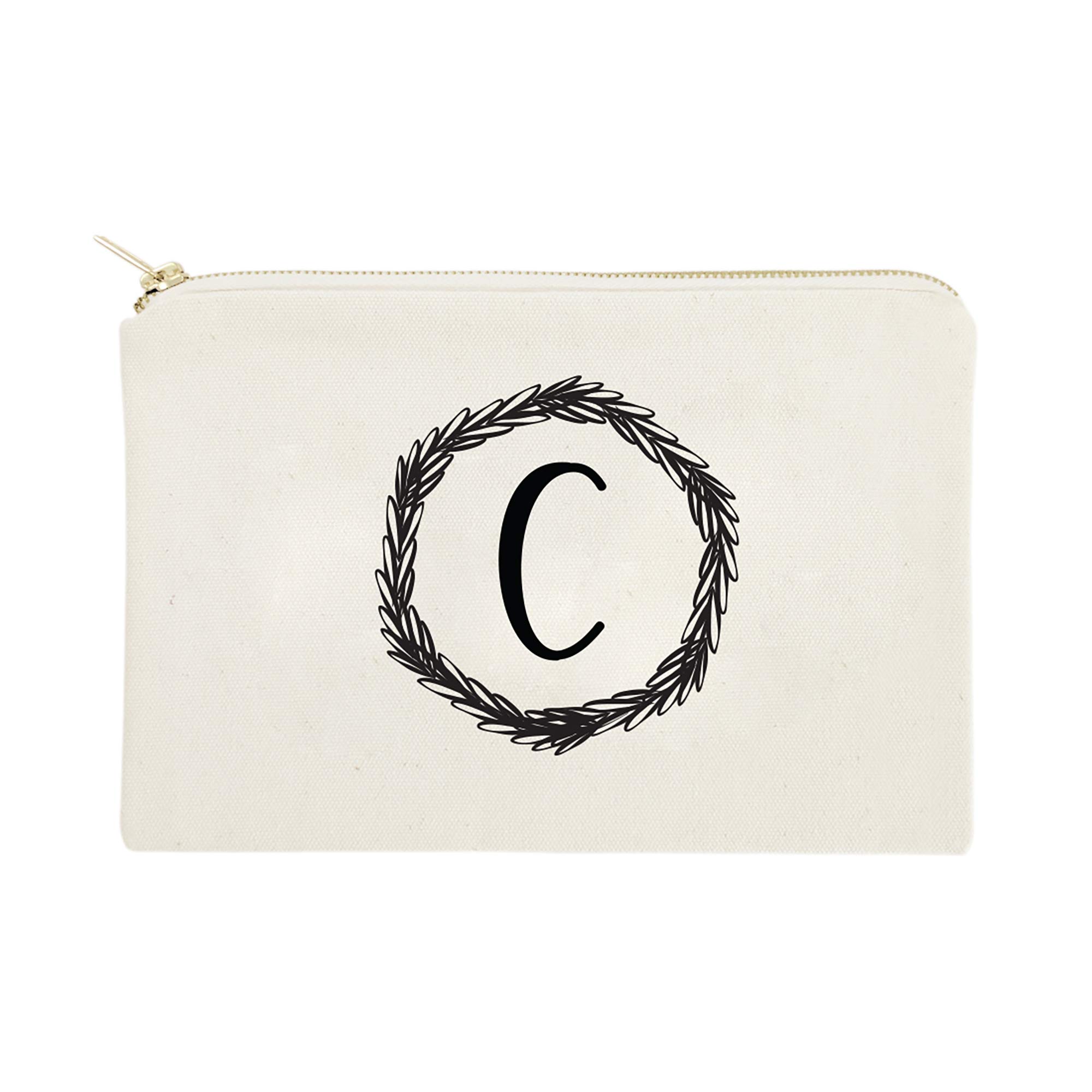 Personalized Monogram Initial Cosmetic Bag - Cotton & Canvas Travel Makeup Pouch for Women | Perfect for Travel, Gym & Everyday Use