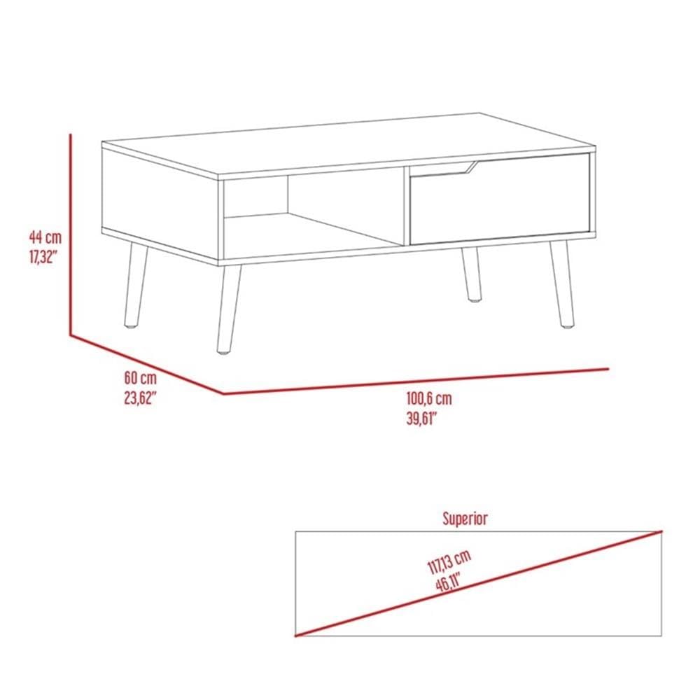 TUHOME Oslo Coffee Table - Brown Engineered Wood Living Room Table - Modern Scandinavian Design for Small Spaces, Apartments & Home Decor
