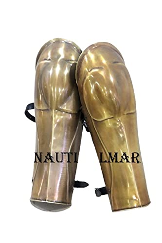 Vintage 300 Greek Spartan Leg Guard - Brown Leather Armor for LARP, Cosplay & Historical Reenactment | Authentic Ancient Warrior Protection Gear