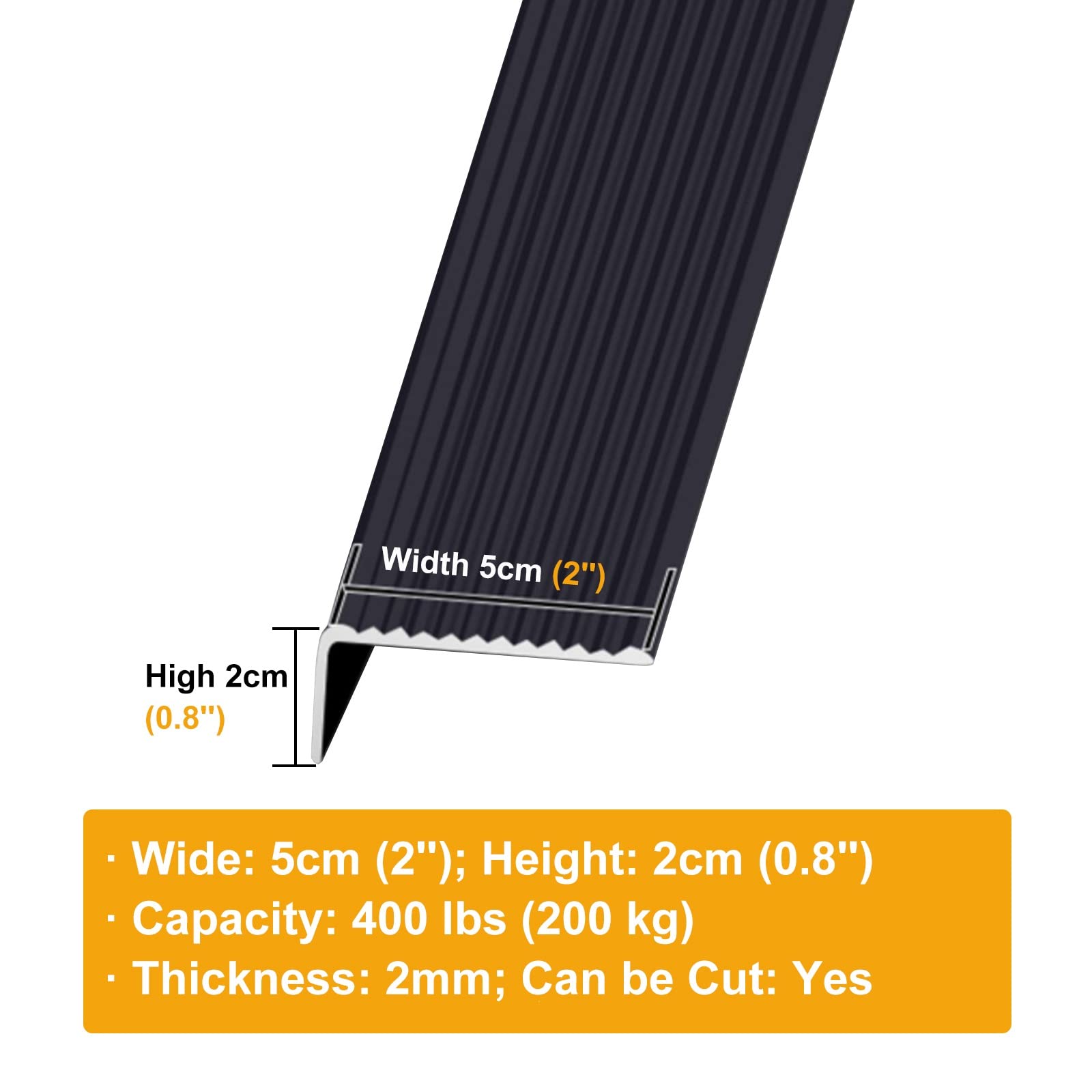 TONZN Aluminum Floor Transition Strip - Non-Slip Stair Nose Molding for Step Edges (90cm/105cm/120cm/145cm) - Perfect for Stairs, Doorways & Flooring Safety