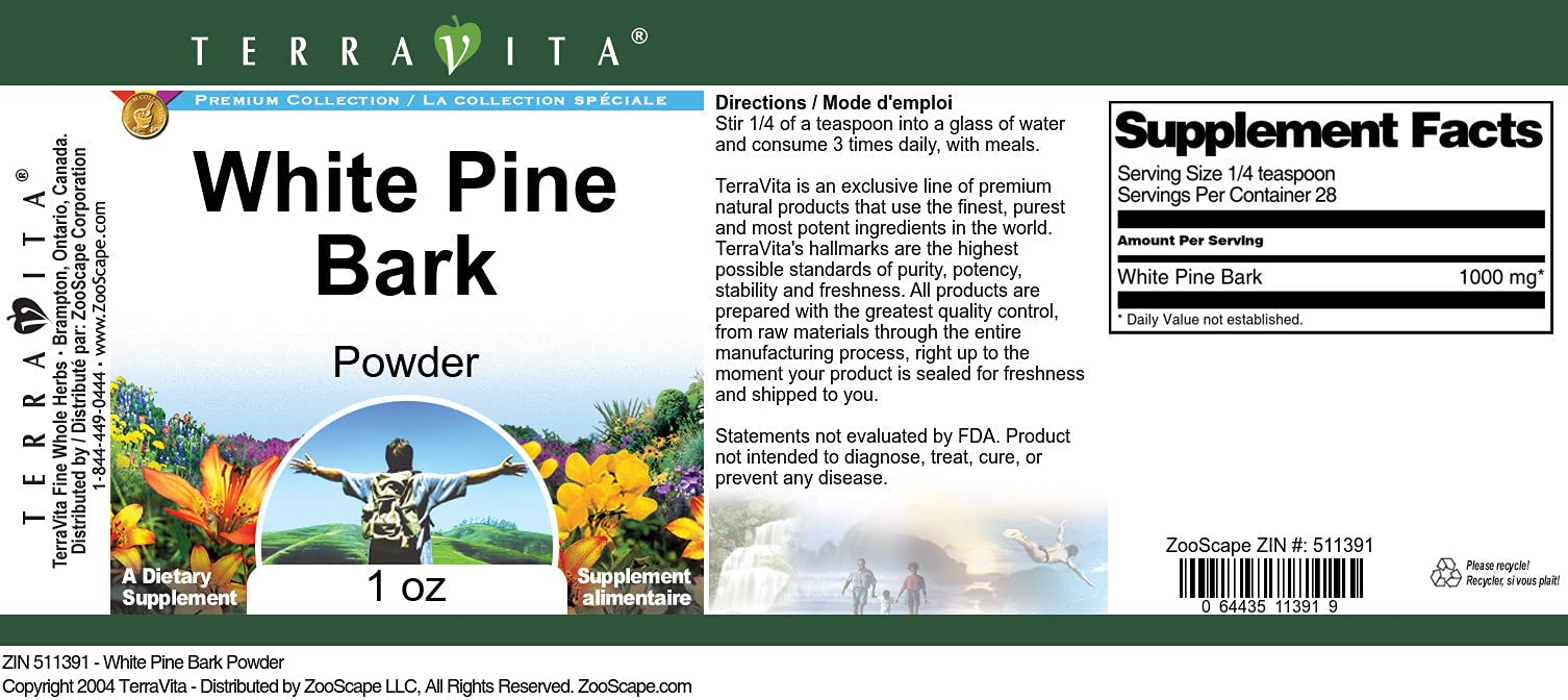 Premium White Pine Bark Powder 1 oz (ZIN: 511391) - Natural Supplement for Immune Support & Antioxidant Benefits - Perfect for Smoothies, Teas, and Wellness Recipes