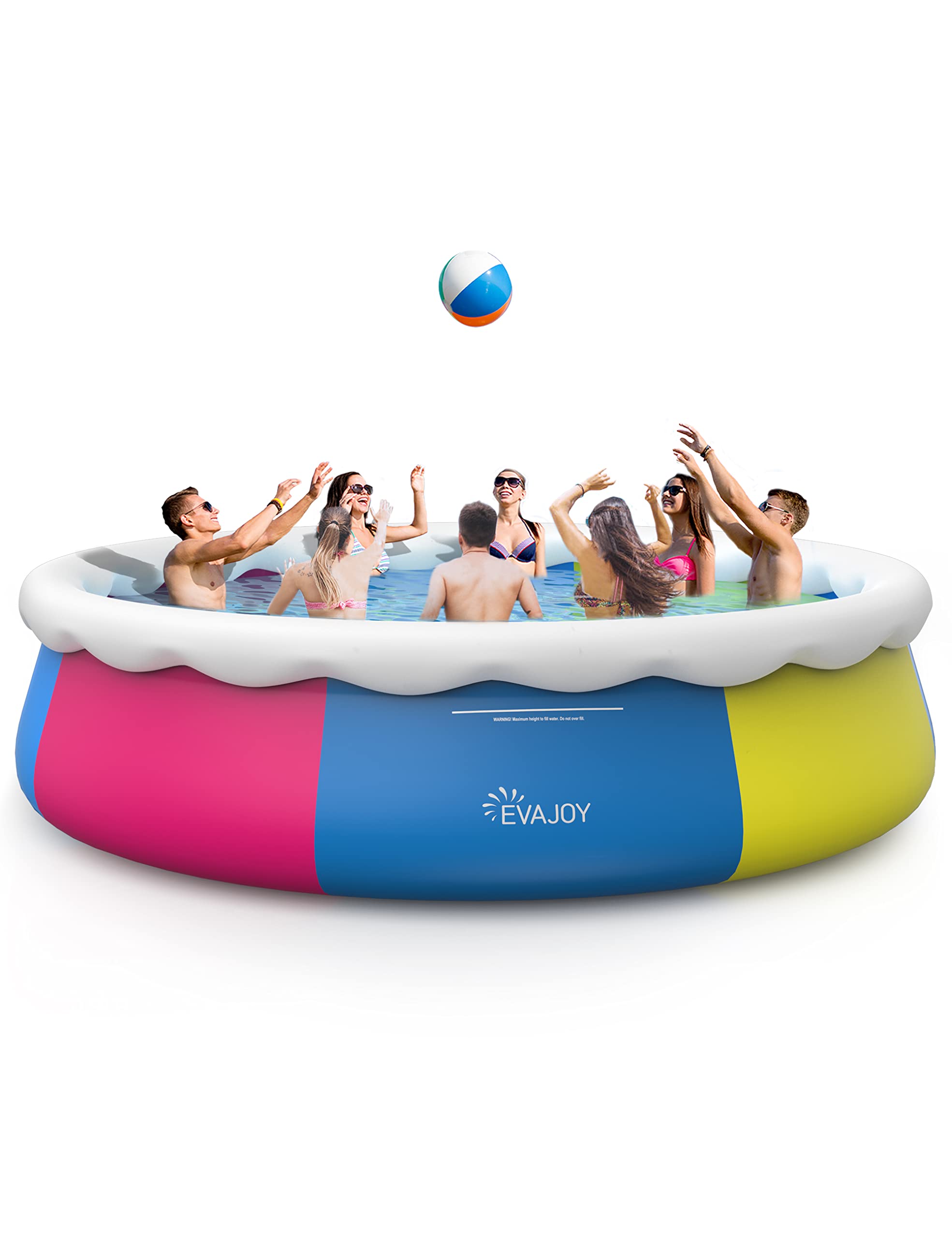 EVAJOY 18ft x 48in Inflatable Above Ground Swimming Pool with Filter Pump - Large Round Blue Family Pool for Backyard, Summer Outdoor Water Fun & Kids Play
