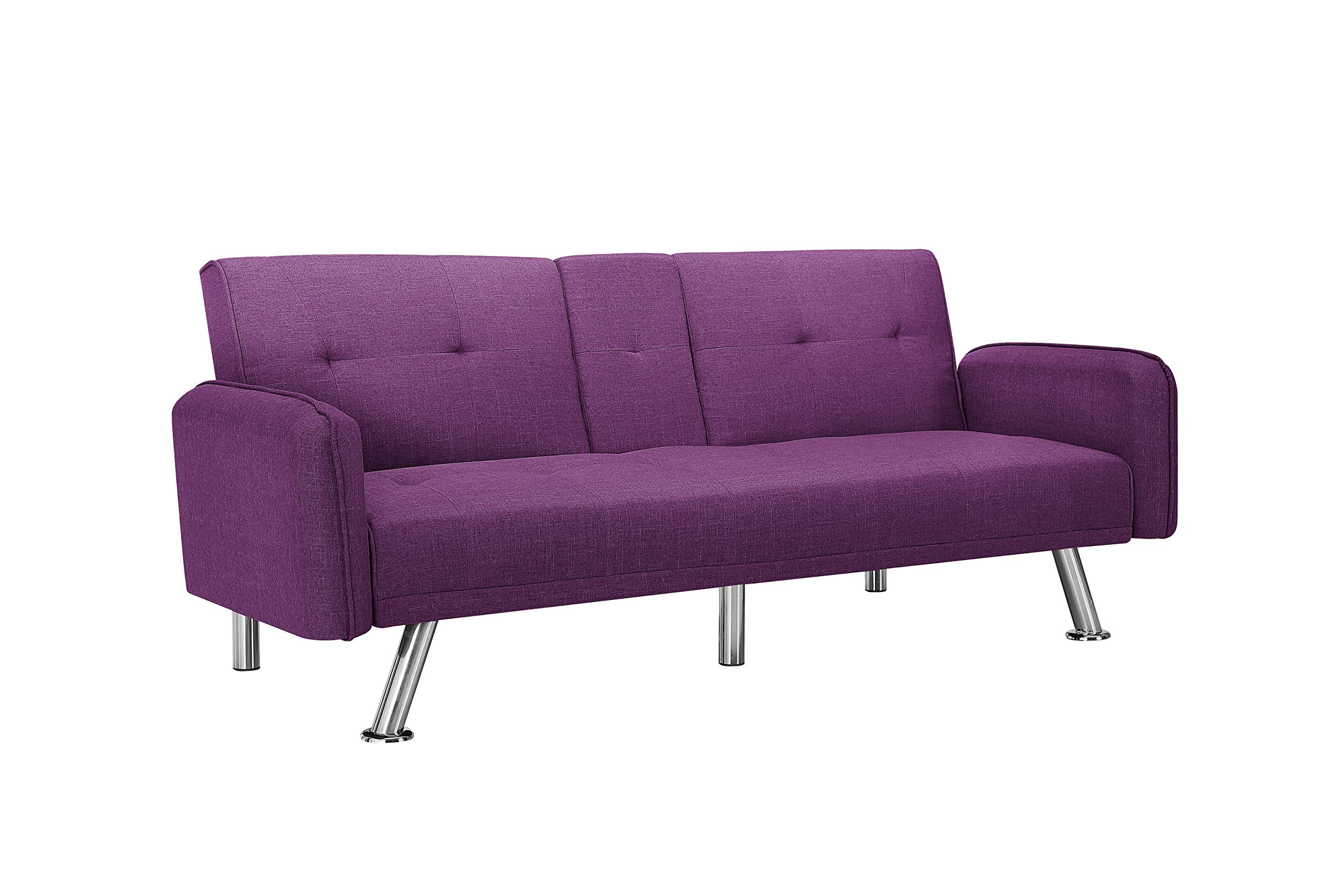 Twin Size Sleeper Sofa Bed - Convertible Futon Couch for Living Room, Apartment & Dorm | Modern Purple Fabric Lounge Sofa | Perfect for Small Spaces, Guest Rooms & Studio Apartments