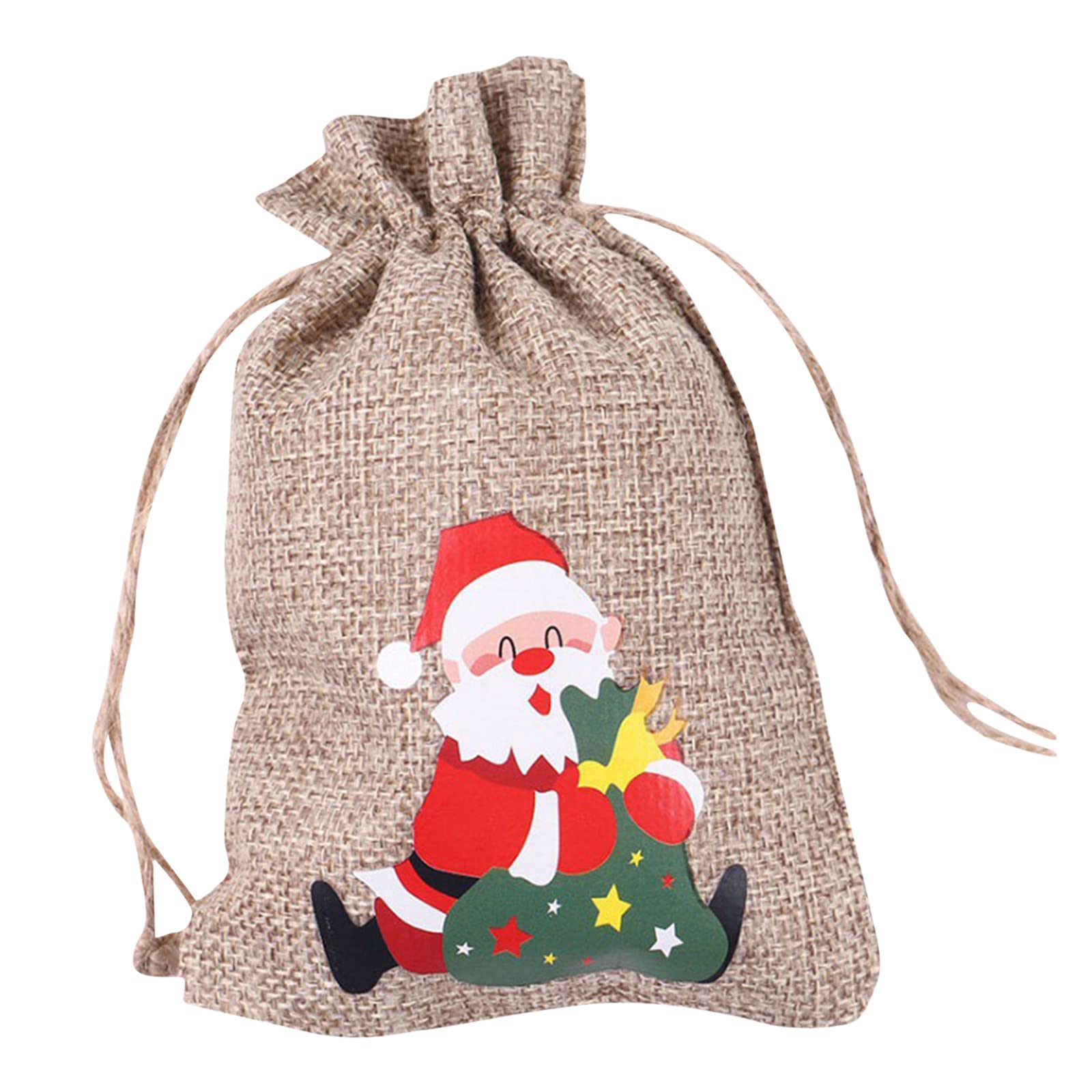 Christmas Jute Burlap Bags - Eco-Friendly Xmas Drawstring Gift Bags for Candy, Treats & Party Favors | Perfect for Holiday Gifting, Stocking Stuffers & Christmas Decorations