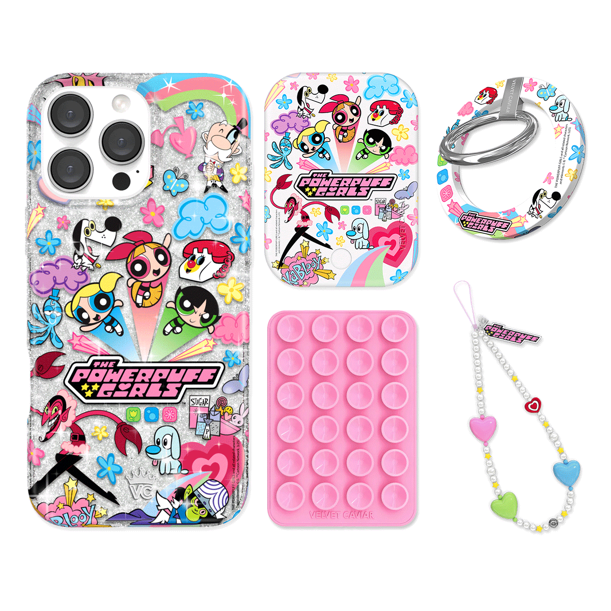 The Powerpuff Girls Girl Power iPhone Case Bundle Set with Grip - Cute Cartoon Character Phone Cover for Girls & Women - Perfect for School, Work, Travel & Everyday Use