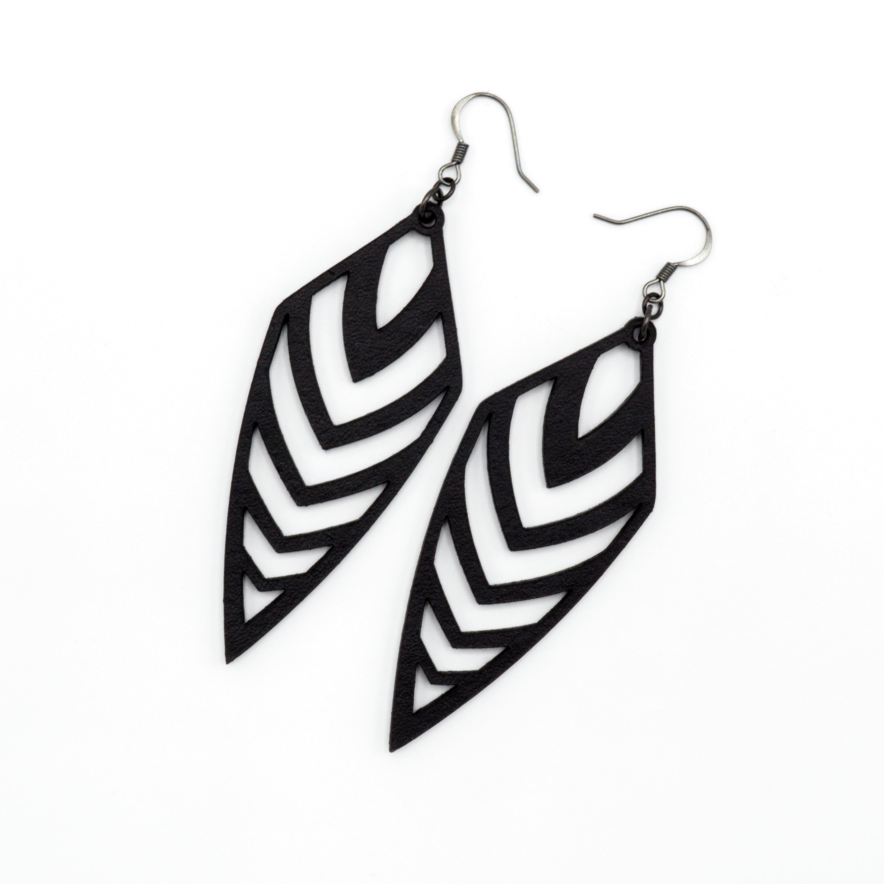 Arrowhead 03 Leather Earrings for Women - Handmade Black Boho Dangle Earrings | Perfect for Casual Wear, Parties, and Festival Outfits