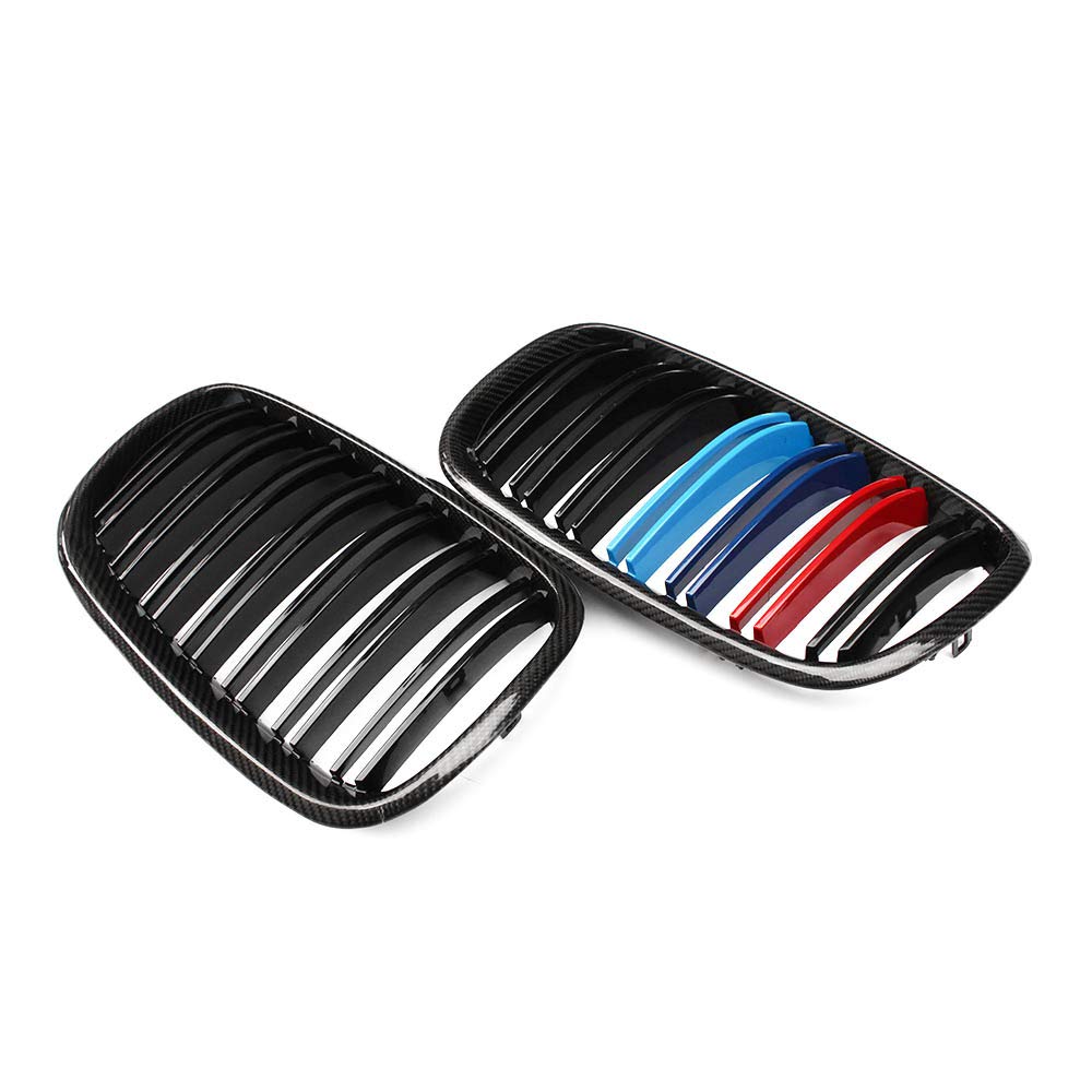 2007-2013 BMW X5 X6 E70 E71 SUV Carbon Fiber Front Kidney Grille - Double Line Design for Enhanced Style & Performance | Perfect for Car Upgrades & Showroom Display