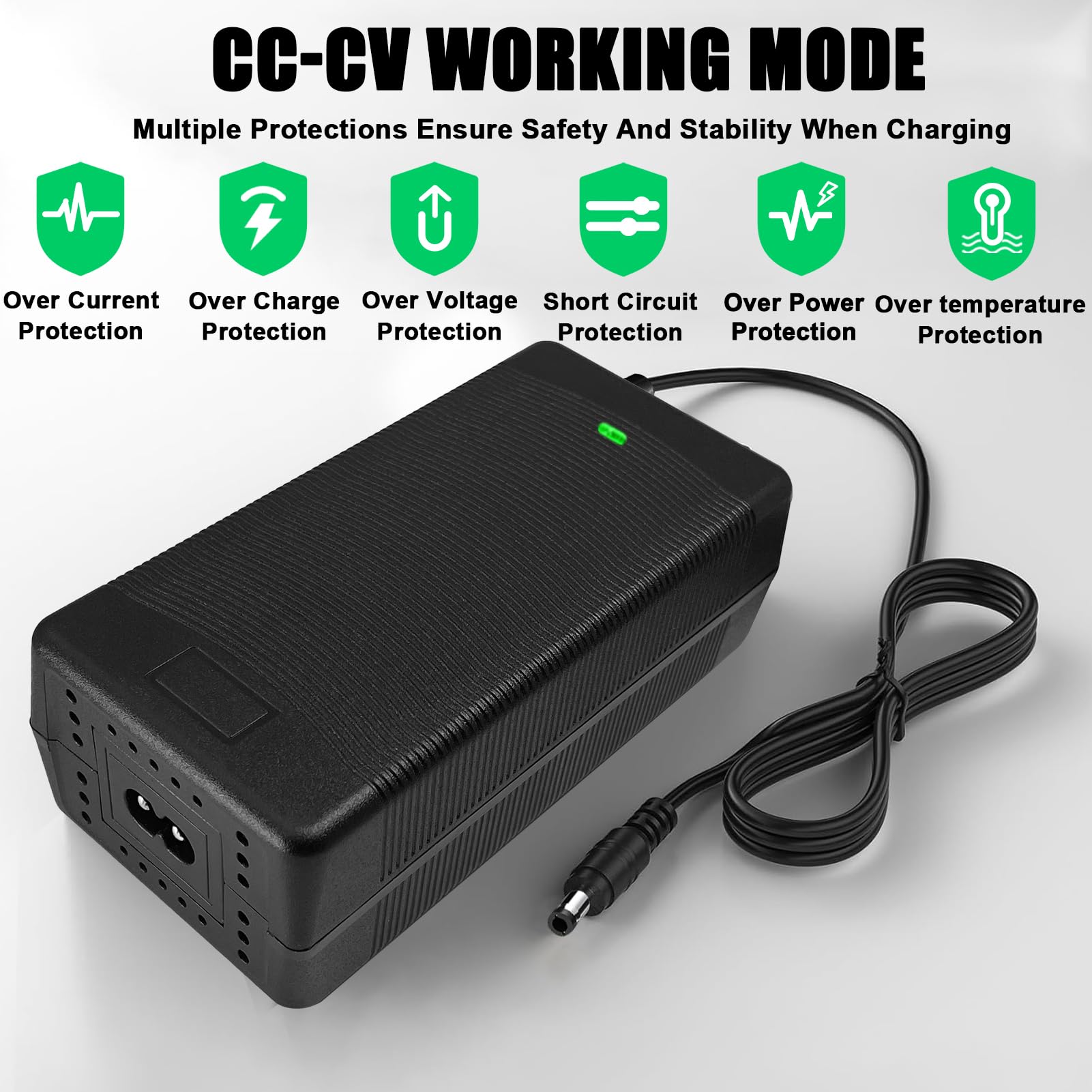 54.6V 2A Universal Charger with 6 Plugs - Compatible with 13S 48V Li-ion Batteries, Perfect for Electric Bicycles, Scooters & eBikes | Fast Charging for Commuting & Outdoor Adventures