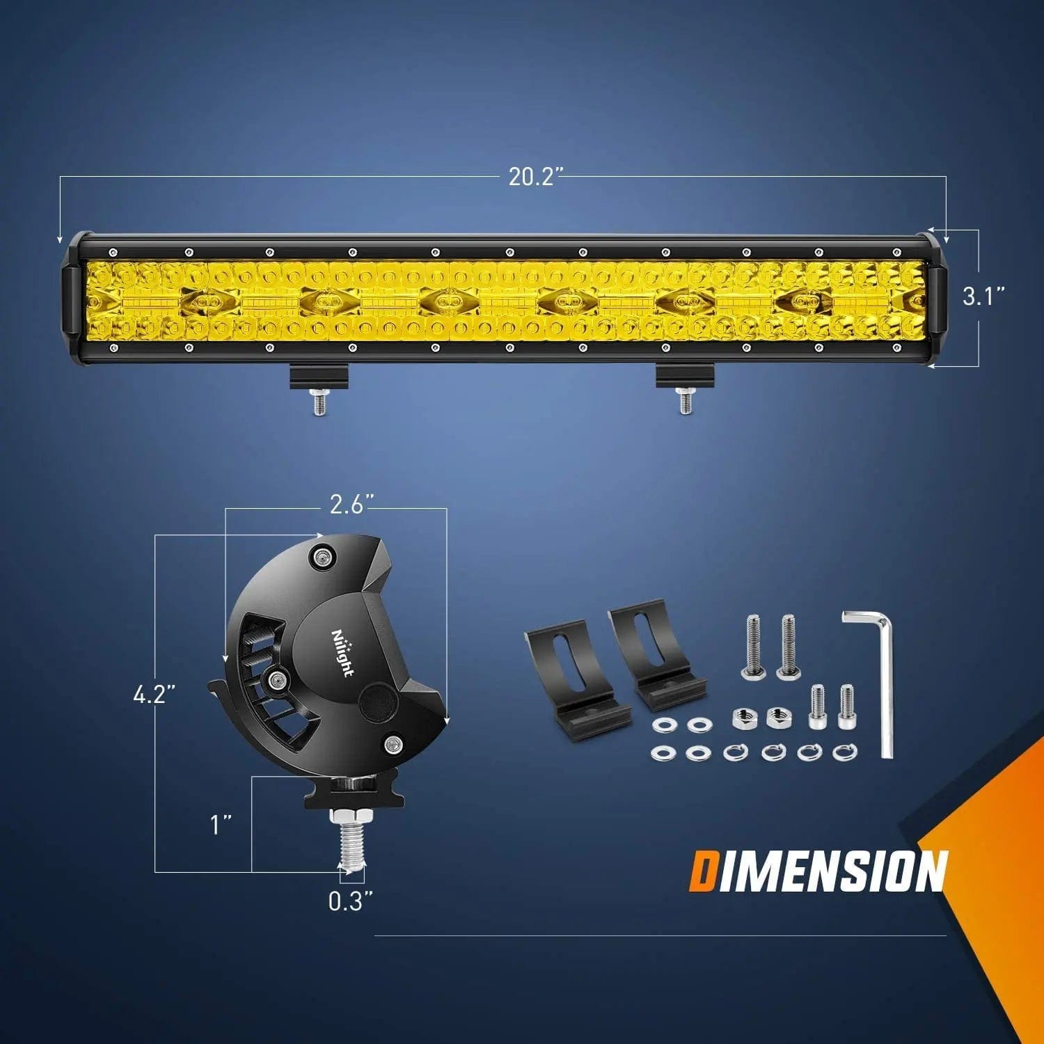 420W 20 Inch Triple Row LED Light Bar Kit - 42,000LM Amber Spot/Flood Combo with 16AWG Wiring & 3-Pin Switch | Perfect for Off-Road Trucks, ATVs, UTVs, Jeeps, and Marine Applications