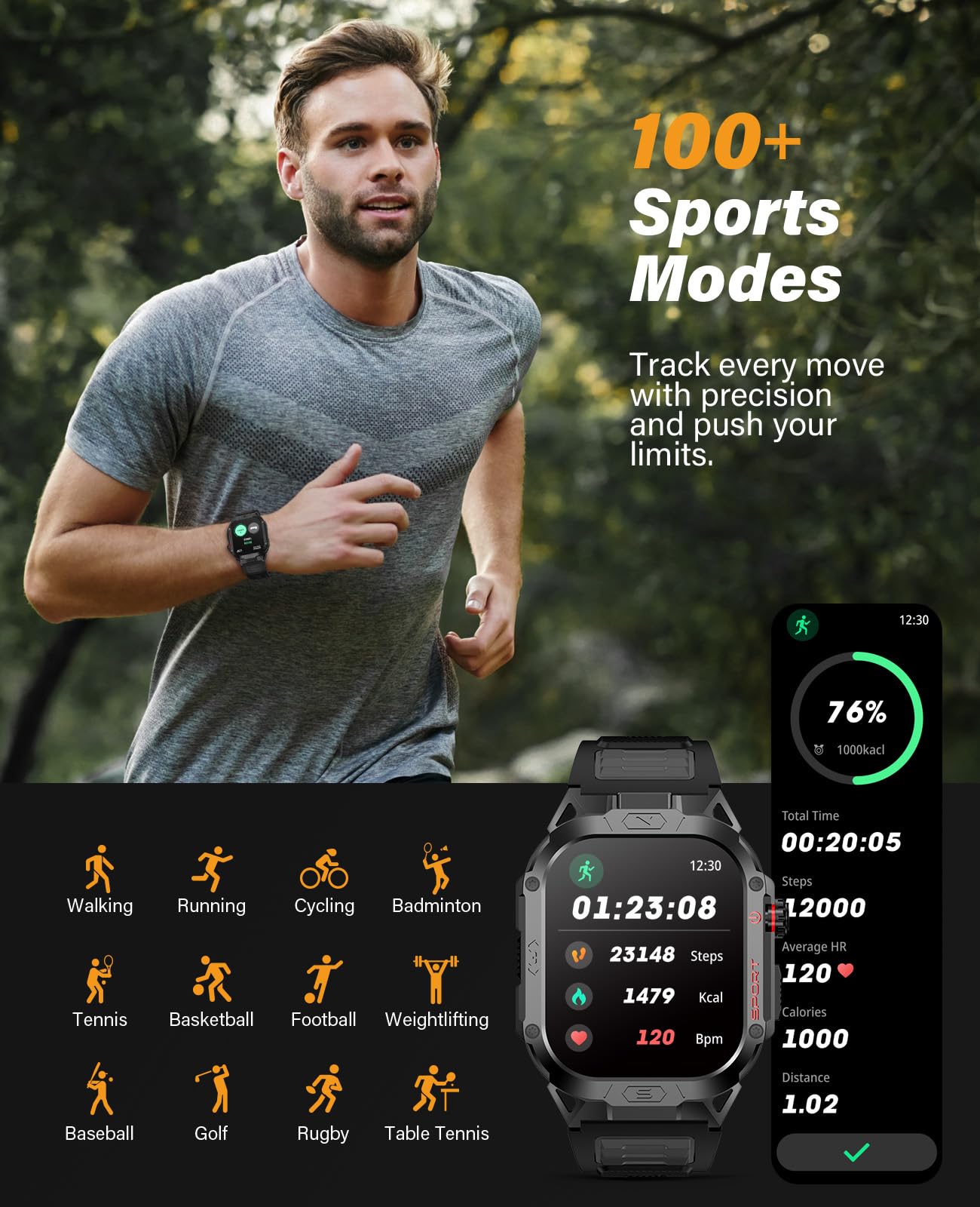 SOUYIE Military Smart Watch for Men - Answer/Make Calls, 2.02