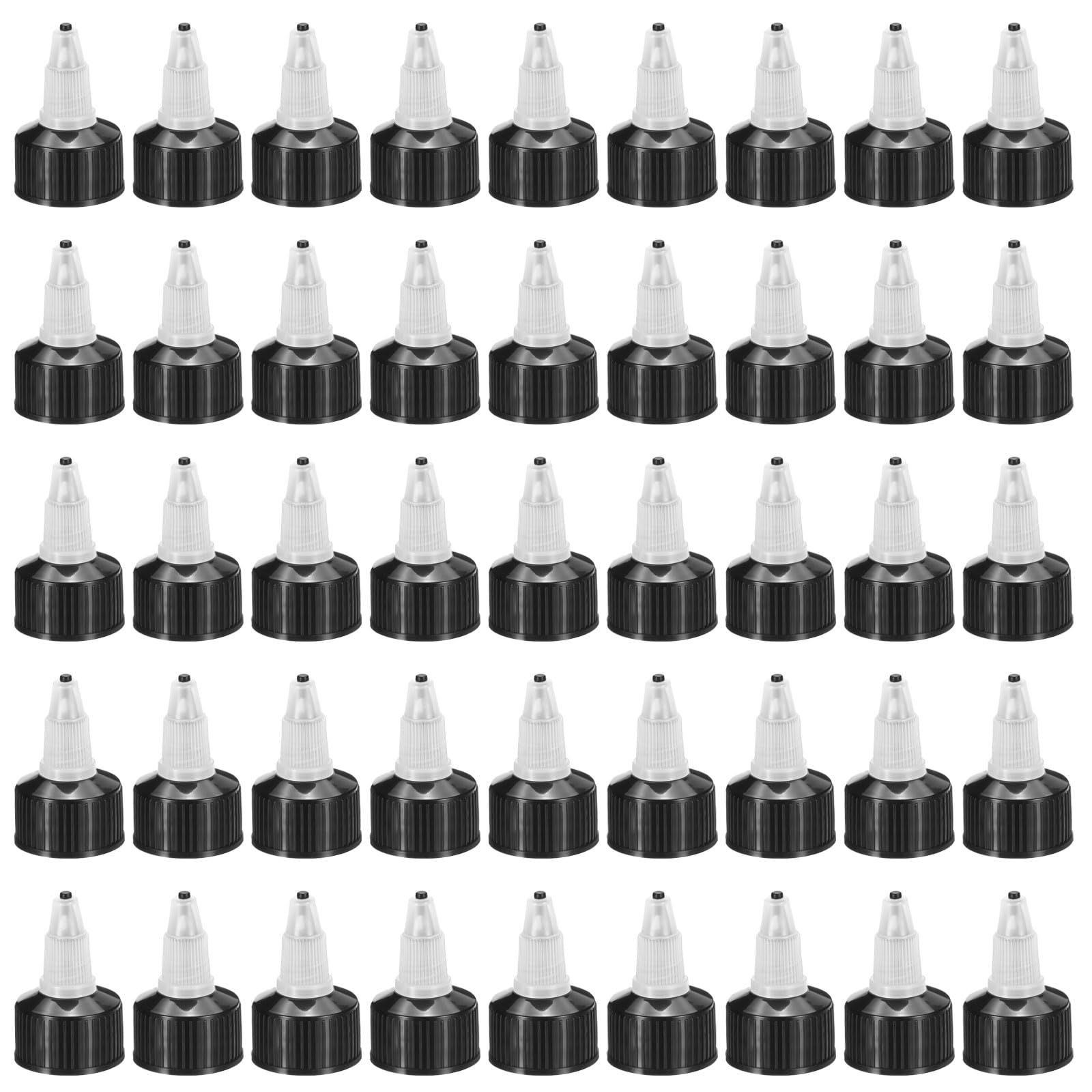 PATIKIL 24/410 Twist Bottle Caps - 45PCS Plastic Ribbed Edge Squeeze Bottle Replacement Lids with Foam Gasket for Paint, Glue & Dispensing Bottles (Black) - Perfect for DIY Crafts, Home Improvement & Art Projects