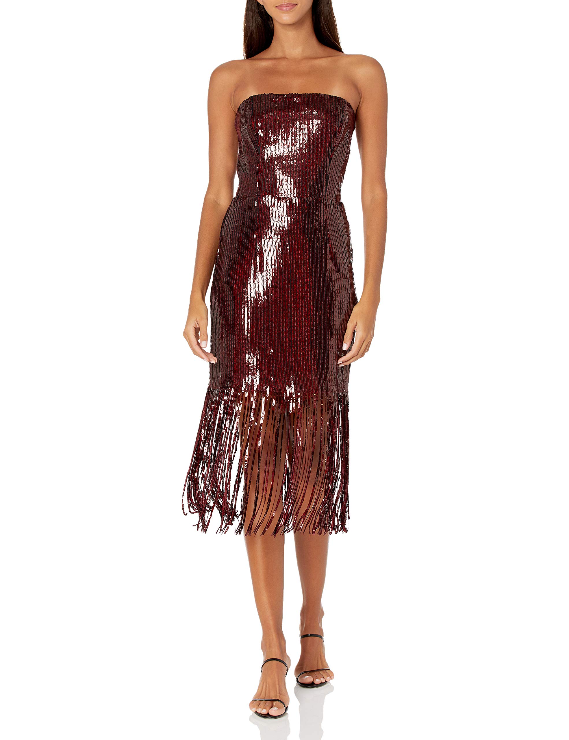 Dress the Population Women's Jeanette Strapless Bustier Fringe Skirt Dress - Elegant Cocktail Party & Wedding Guest Outfit for Special Occasions