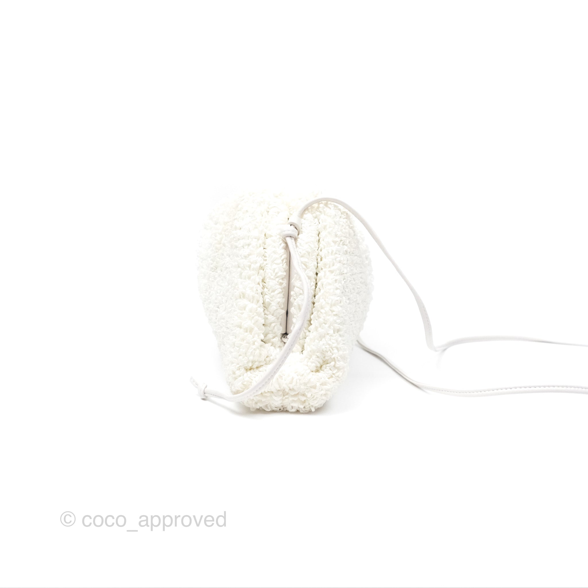 Bottega Veneta Mini Pouch Boucle Raffia Bag in White - Perfect for Summer Outings & Beach Vacations