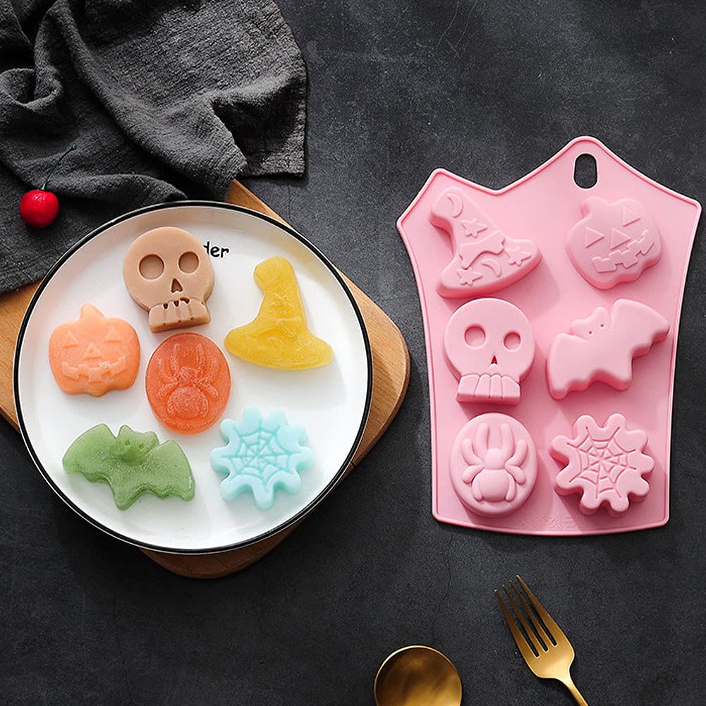 CANDeal 2-Piece Halloween Silicone Baking Mold Set - Nonstick Ghost & Pumpkin Cake Molds, Cookie Molds for DIY Halloween Bat, Skull & Chocolate Fondant - Perfect for Halloween Party Treats, Cupcake Decorating & Holiday Baking