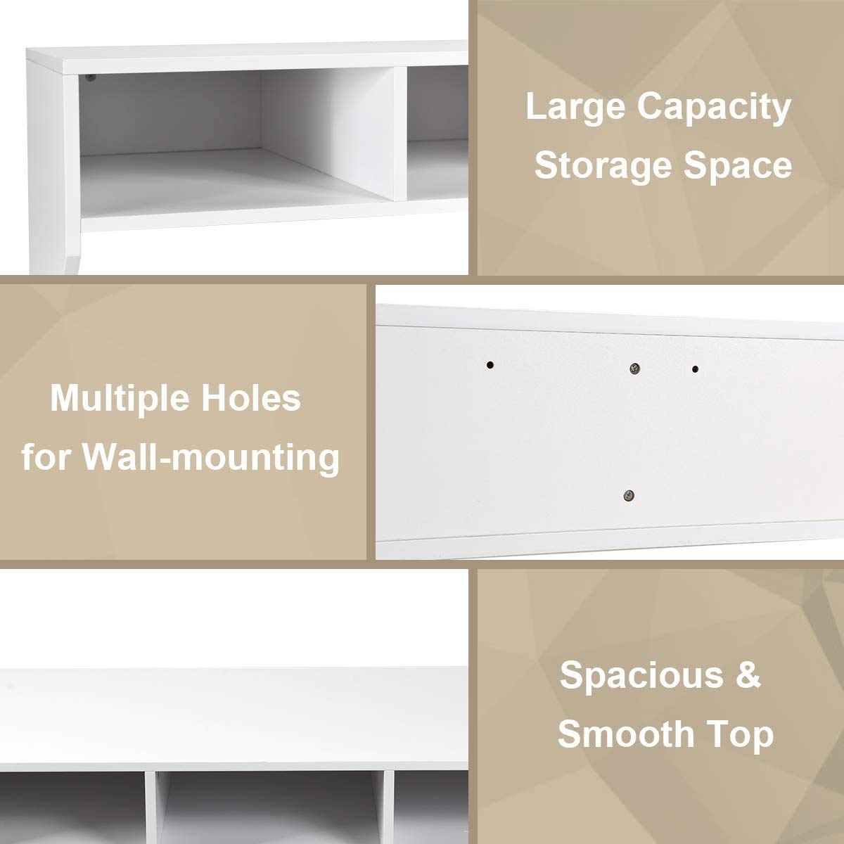 Giantex Wall Mounted Storage Cabinet with Floating Computer Desk & Shelves - Space Saving Furniture for Living Room, Bedroom, Office, TV Media Console - Perfect for Small Spaces & Home Organization