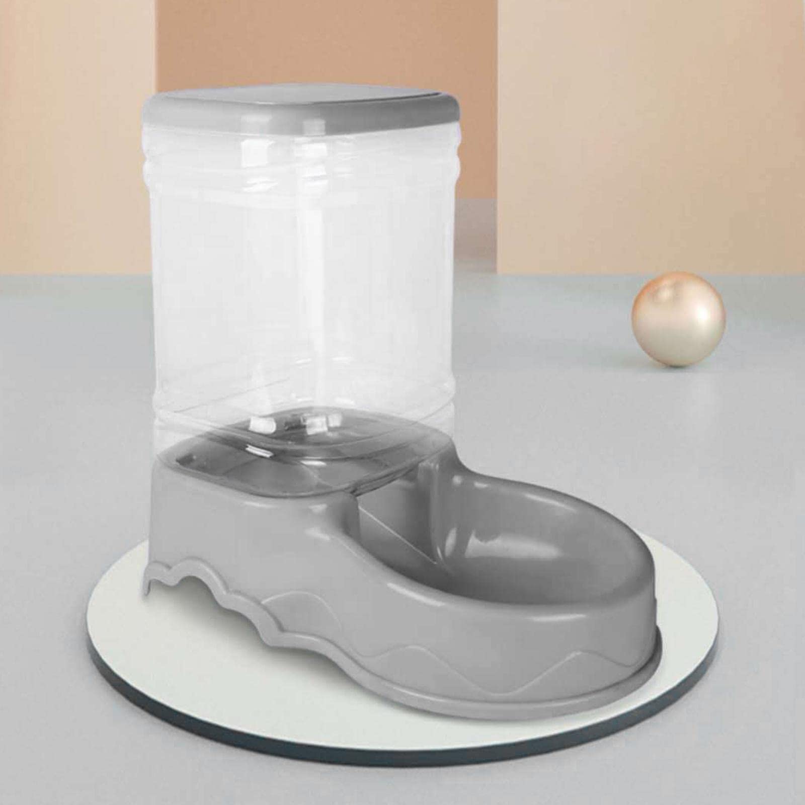 Automatic Pet Water Dispenser & Food Feeder Bowl - Gray SECRET DESIRE Dog Cat Puppy Dish - Perfect for Home, Office, or Travel Use
