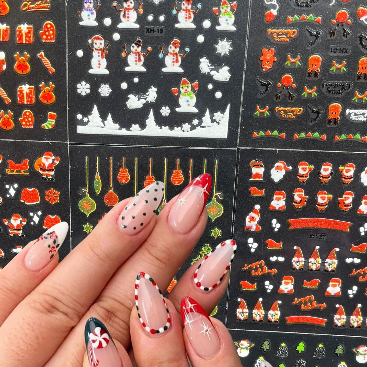 30 Sheets Christmas Nail Art Stickers - 3D Adhesive Snowflake Nail Decals for Women | Holiday Party, Gift Giving & Winter Nail Designs