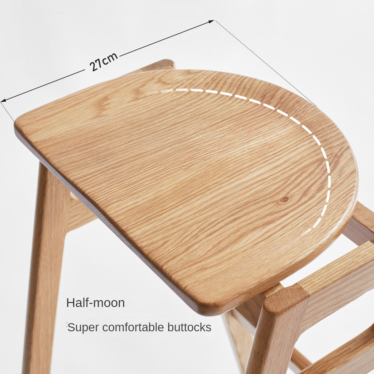 Solid Oak Wood High Bar Stool - Durable & Stylish for Kitchen Island, Breakfast Nook, and Home Bar Use