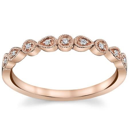0.05Ct Round Milgrain Lab Grown Diamond Stackable Band - 14k White/Yellow/Rose Gold Women's Wedding Ring, Engagement Band, Matching Jewelry Set for Bridal, Anniversary & Everyday Wear