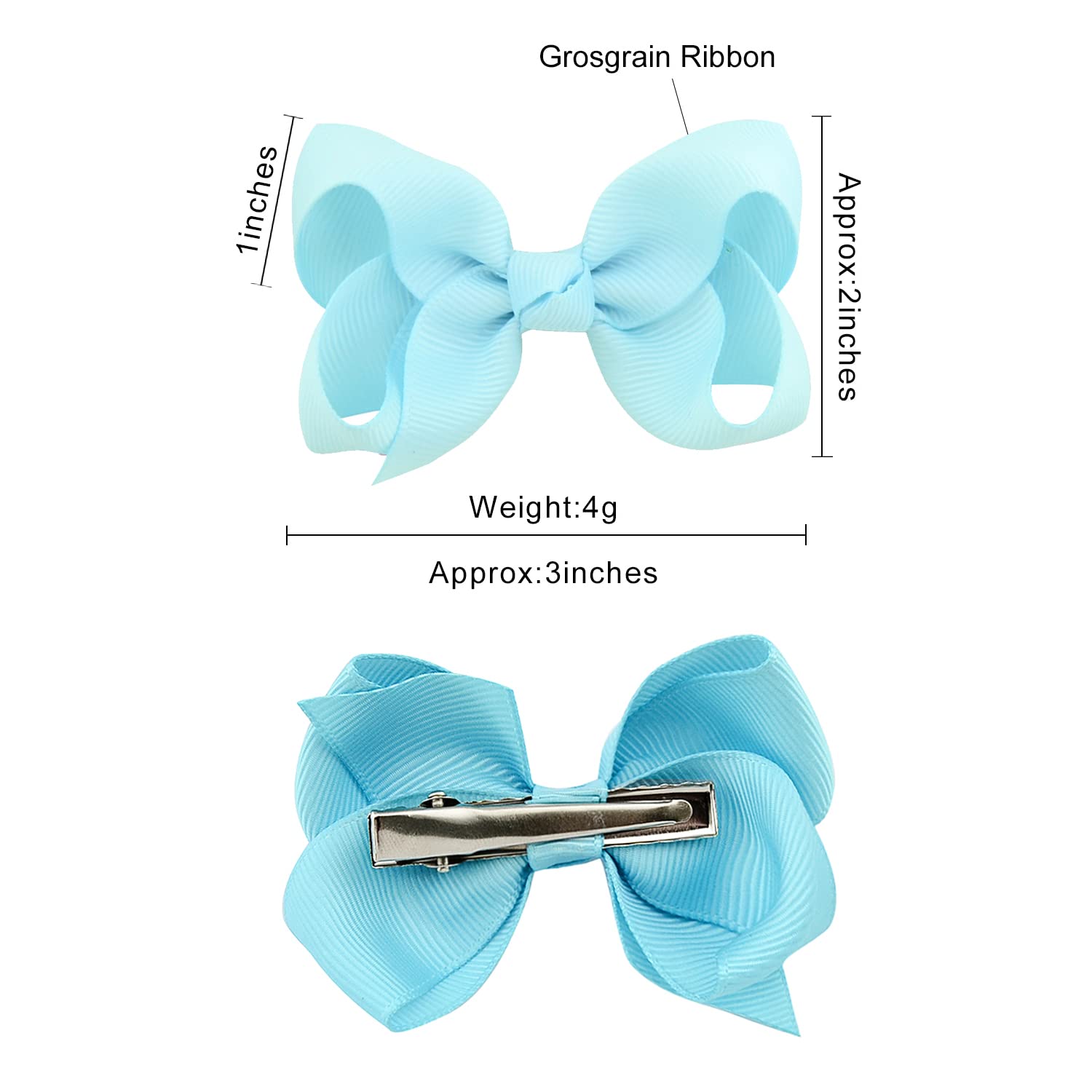 40PCS 3 Inch Hair Bows for Girls - Grosgrain Ribbon Toddler Hair Accessories with Alligator Clips - Baby, Kids & Teens Hair Clips - Perfect for Parties, School & Daily Outfits