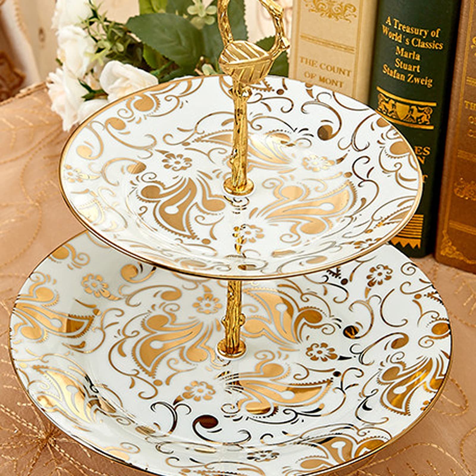 3-Tier Ceramic Fruit Plate - Elegant Light Luxury Dessert Stand for Living Room, Afternoon Tea, Snacks & Dried Fruits | Multi-Layer Serving Tray for Kitchen, Dining & Party Decor