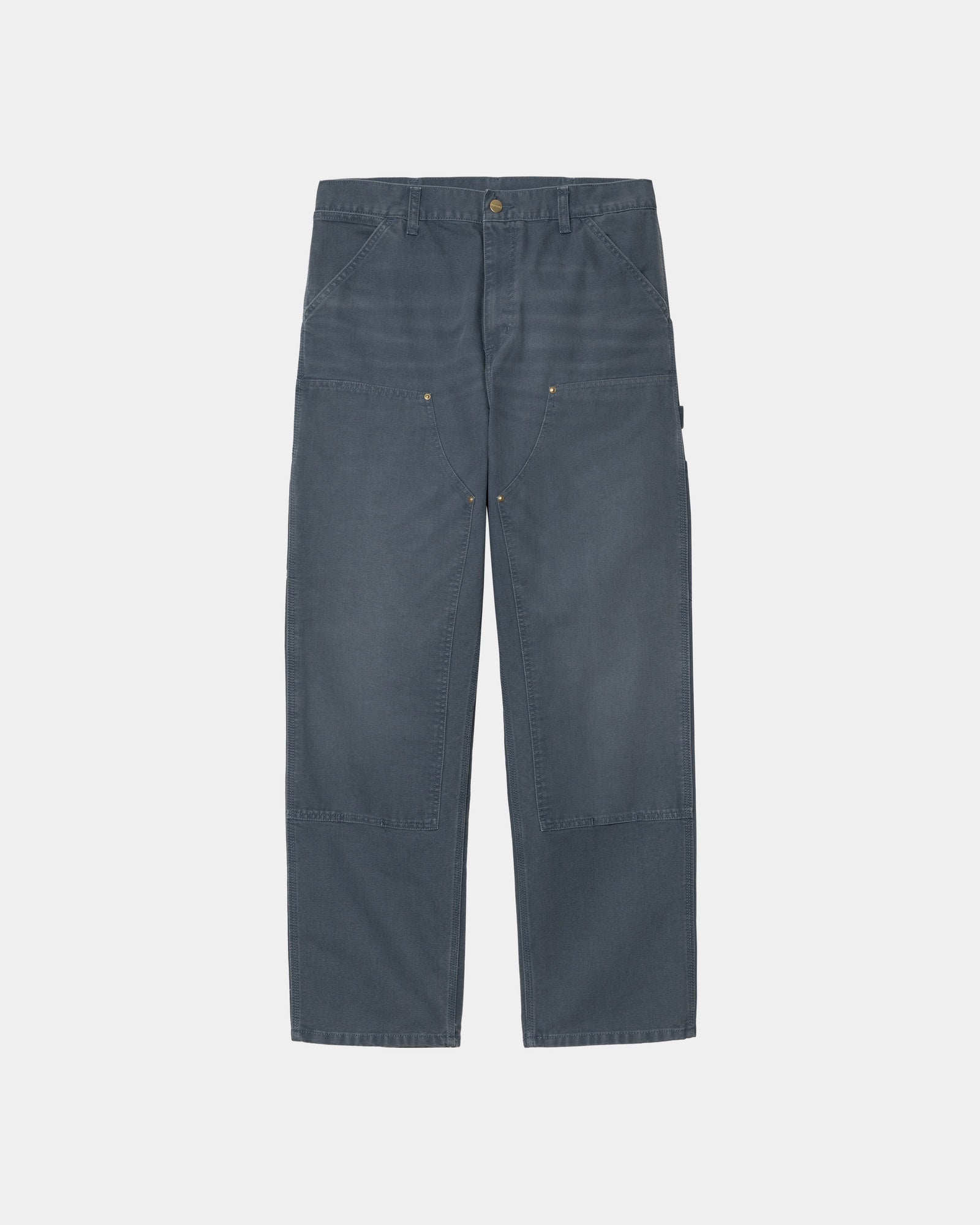 Double Knee Work Pants - Durable Stone Canvas Fabric in Dusky Blue | Heavy-Duty Workwear for Construction, Carpentry & Outdoor Activities