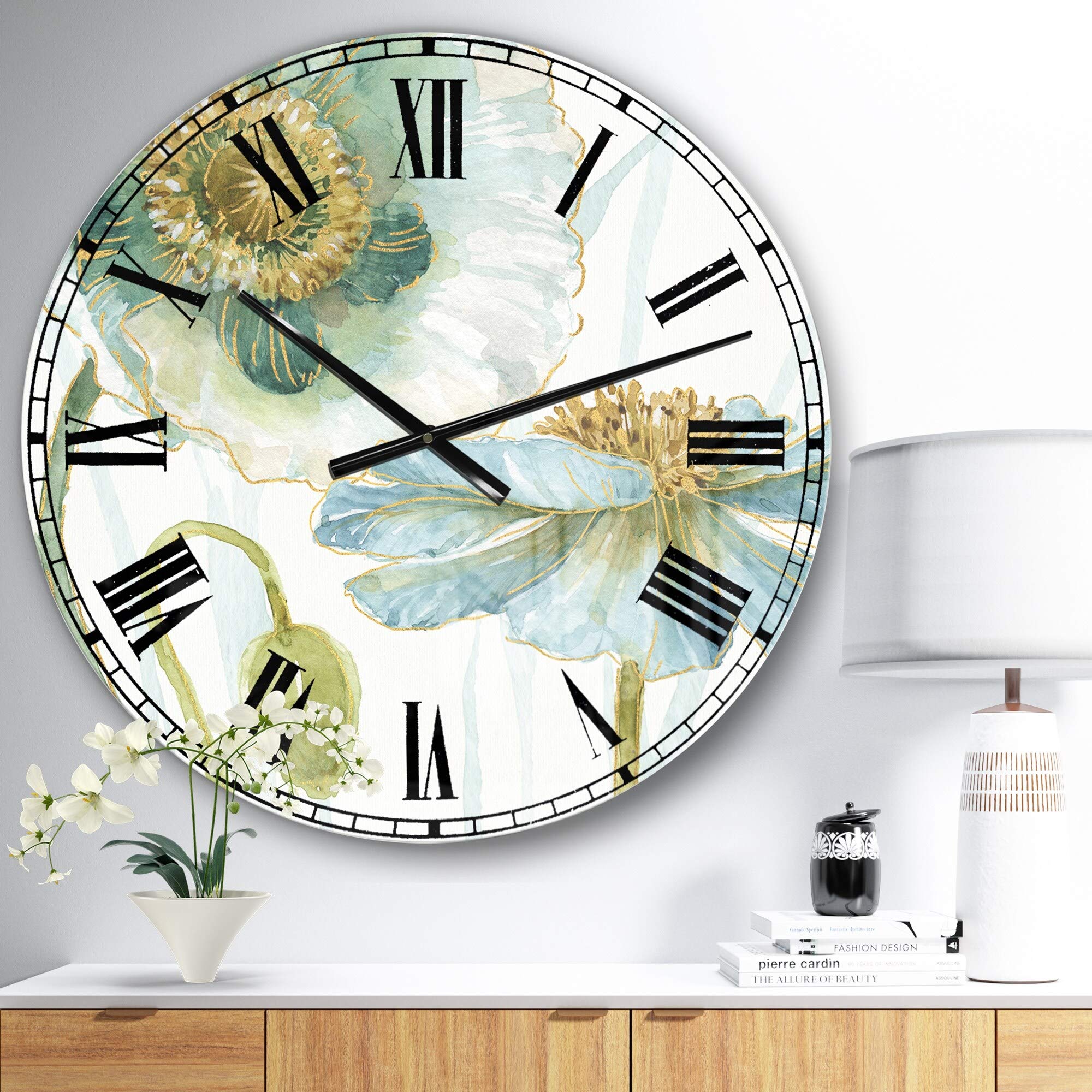 Designart 'My Greenhouse Cottage Flowers II' Traditional Oversized Wall Clock - 23
