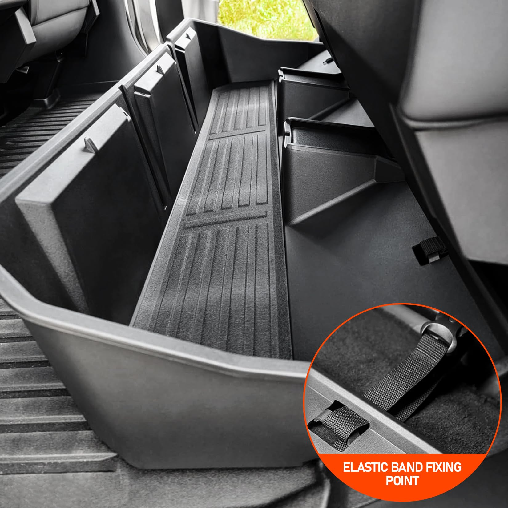 LEPZ Upgraded Rear Under Seat Storage Box Organizer for Tesla Cybertruck 2024 | Modular Second Row Cargo Tool Box | Perfect for Camping Gear, Tools & Truck Accessories Storage