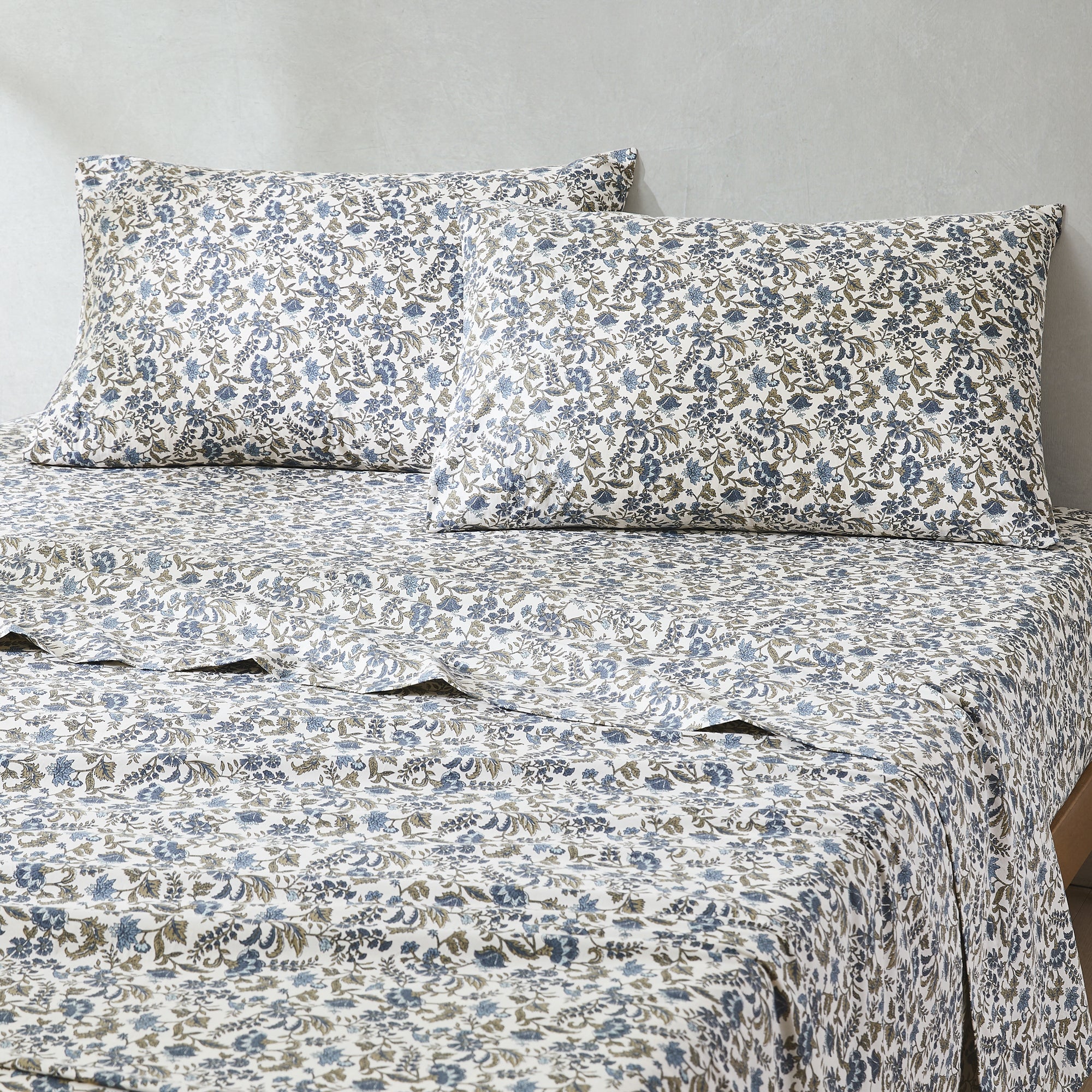 Lillian Block Print Cotton Sheet Set - Soft & Breathable Queen Size Bedding for Comfortable Sleep - Perfect for Home, Hotel, and Guest Room Use