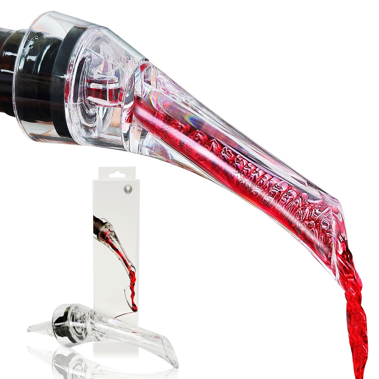 Premium Wine Aerator Pourer Spout - Enhances Flavor with Rich Bubbles, No-Drip Design - Professional Quality Decanter for Red & White Wines - Perfect Gift for Wine Lovers - Ideal for Dinner Parties, Wine Tastings & Romantic Evenings
