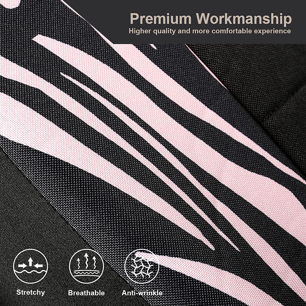 Pink Zebra Print Car Seat Covers - Bucket Seat Covers with Cloth Front & Airbag Compatible for Cars & SUVs | Perfect for Daily Commute & Road Trips