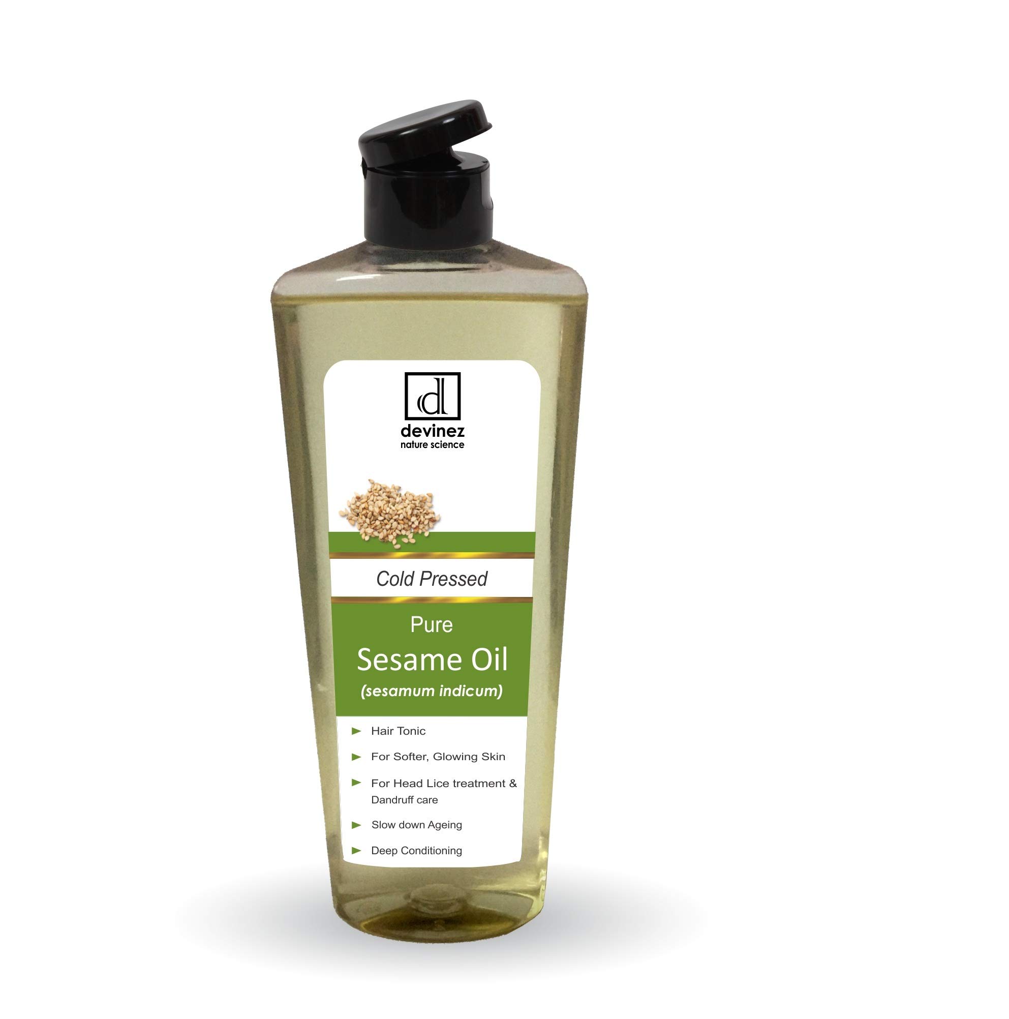 Organic Sesame Cold Pressed Oil 250ml - 100% Pure Natural Hair Oil for Scalp Care, Lice Treatment & Dandruff Relief | Deep Conditioning for Dry Hair | Perfect for Ayurvedic Massage & DIY Hair Masks